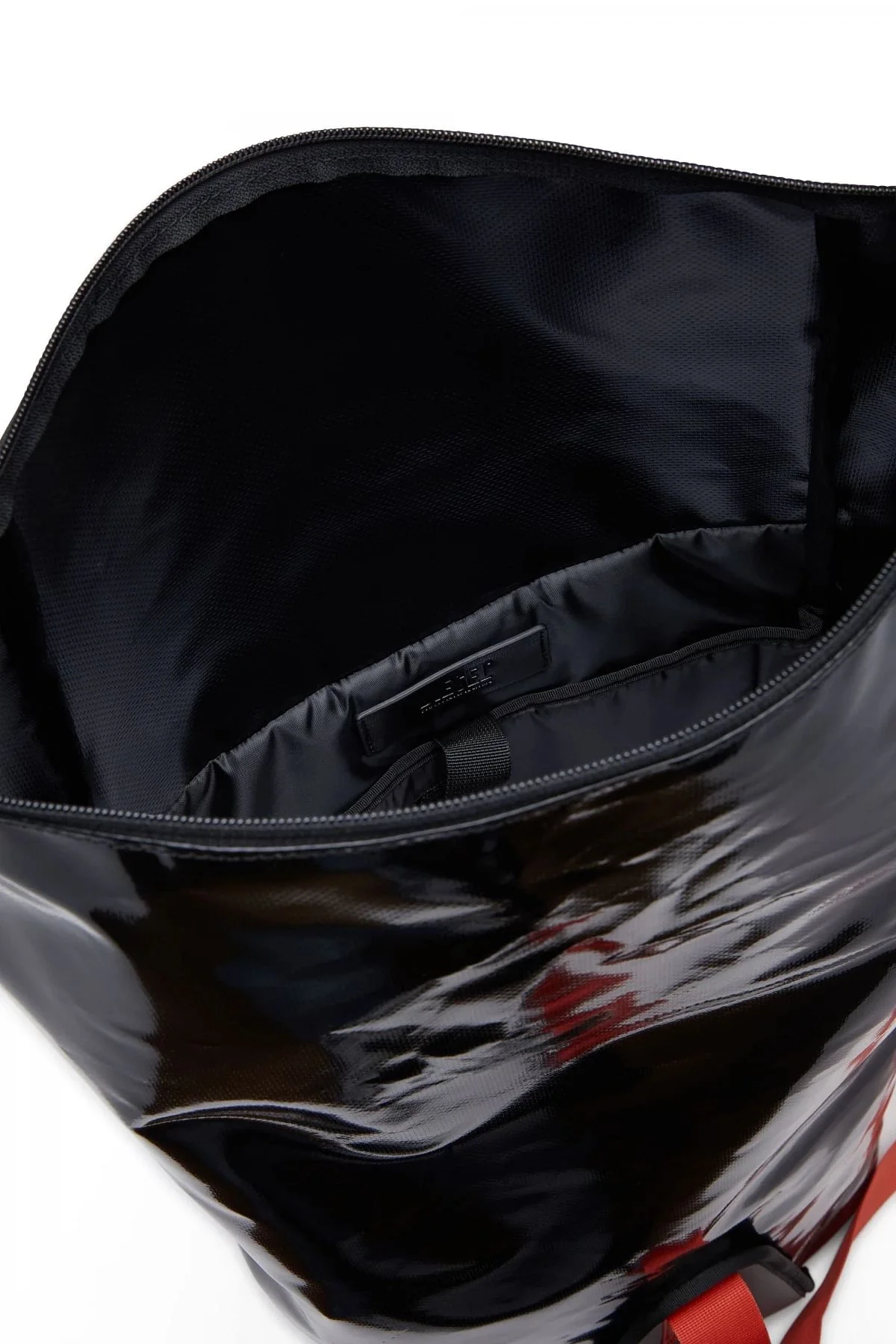 Black Trap Fill Backpack-Rolltop backpack in tarpaulin
