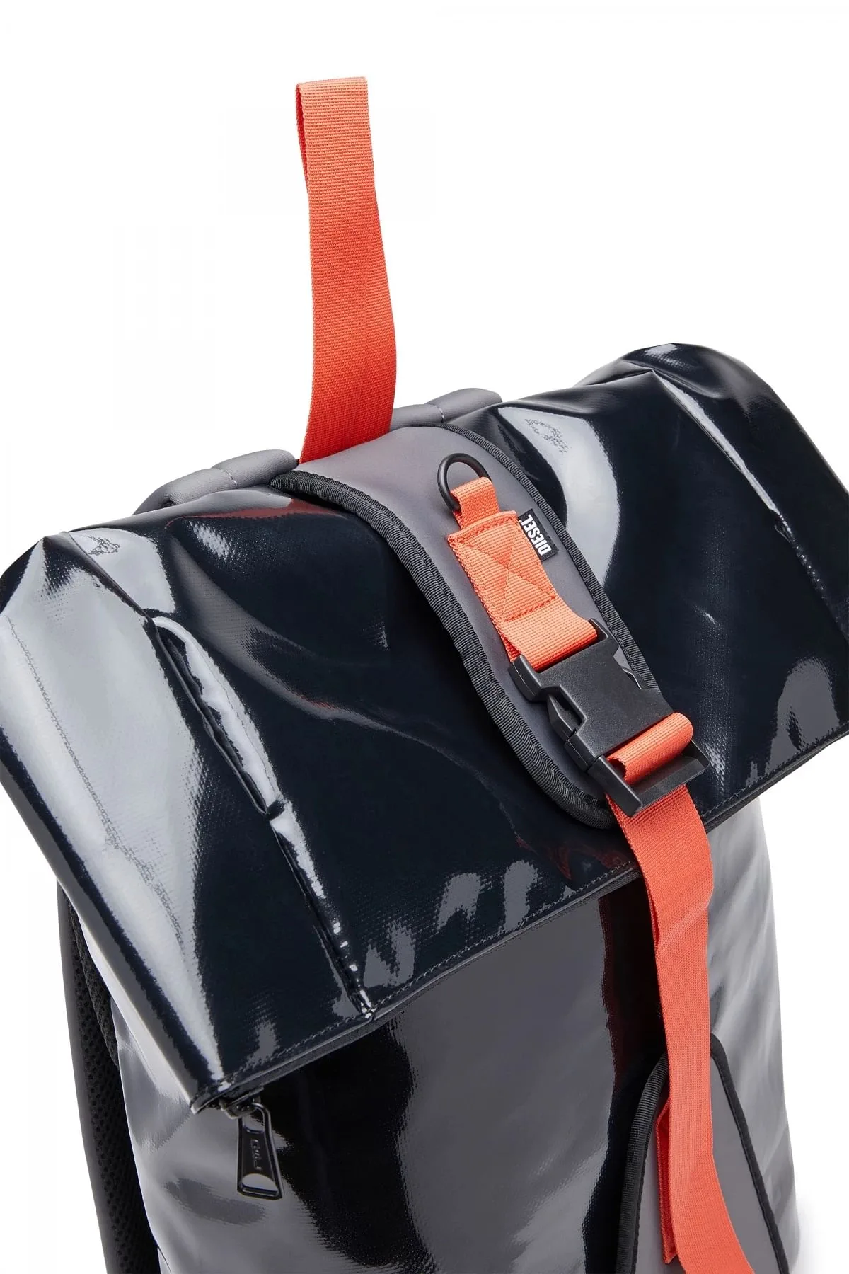 Black Trap Fill Backpack-Rolltop backpack in tarpaulin