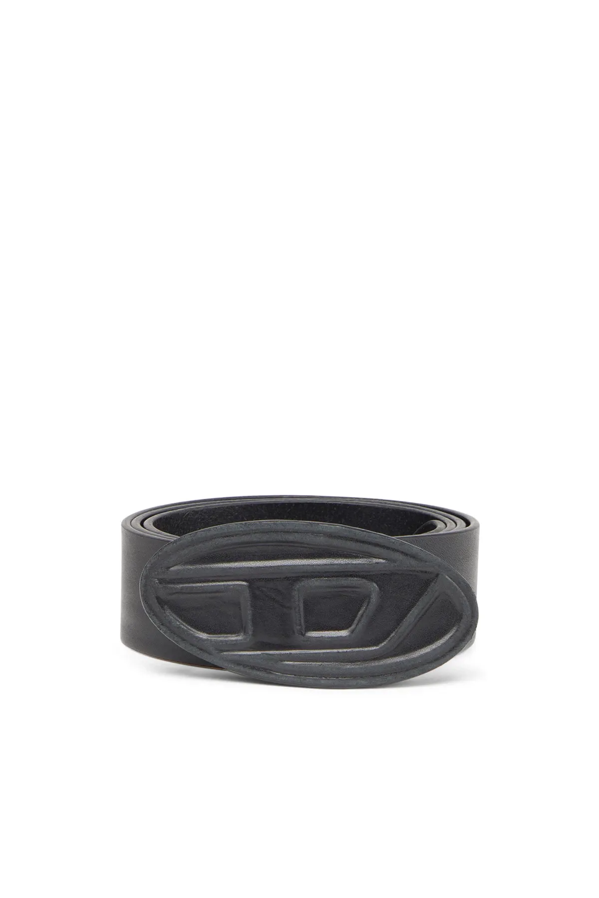 Black Leather belt with leather D buckle