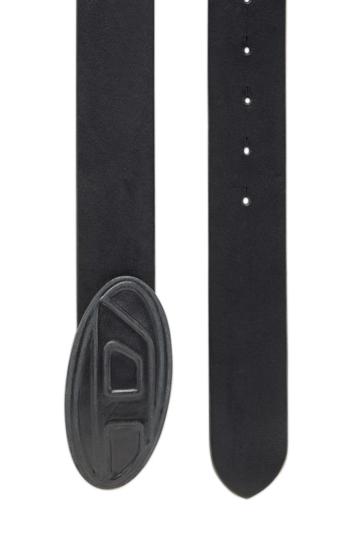 Black Leather belt with leather D buckle