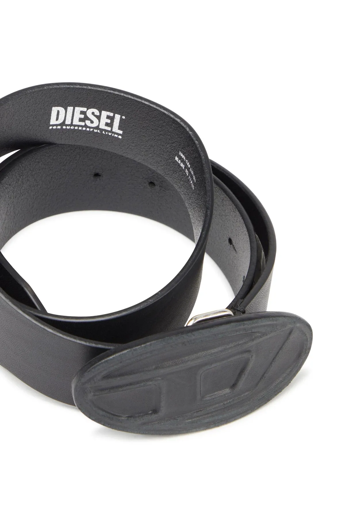 Black Leather belt with leather D buckle