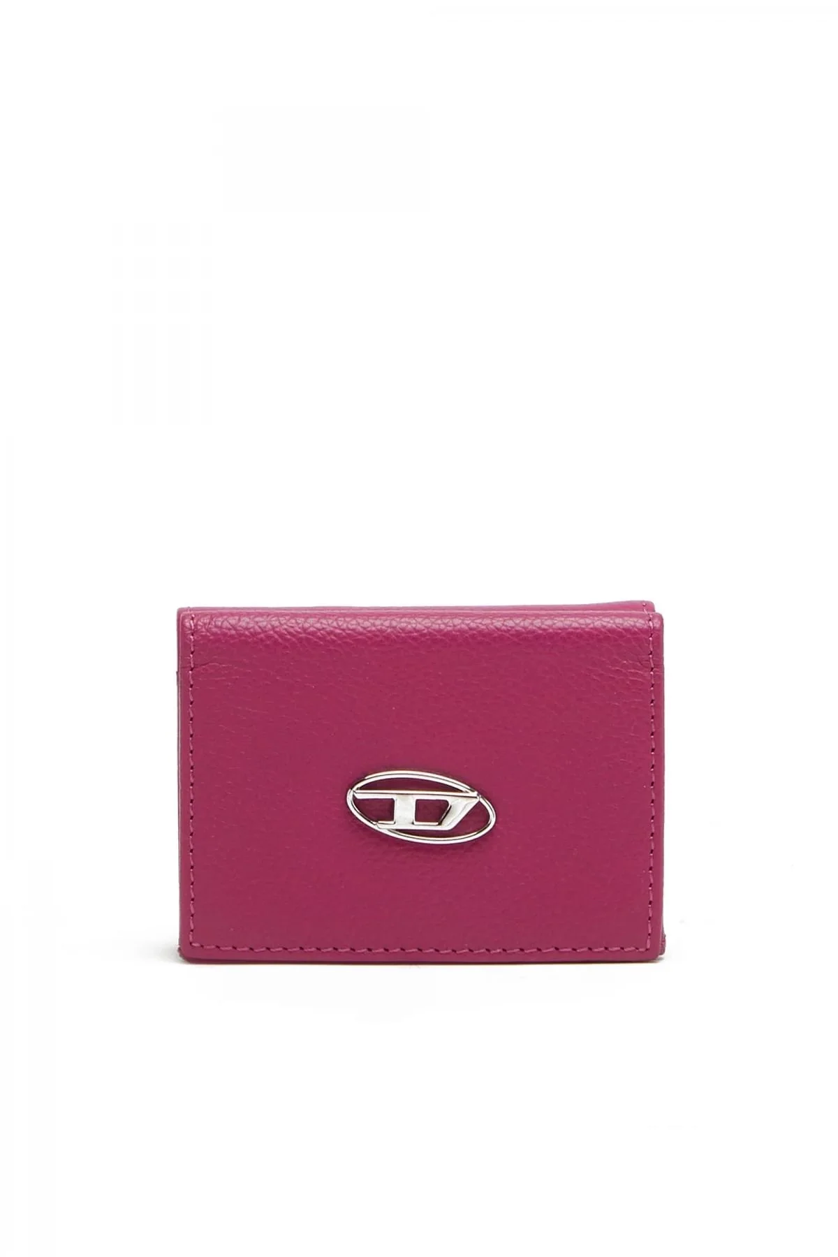 Pink Tri-fold wallet in grainy leather