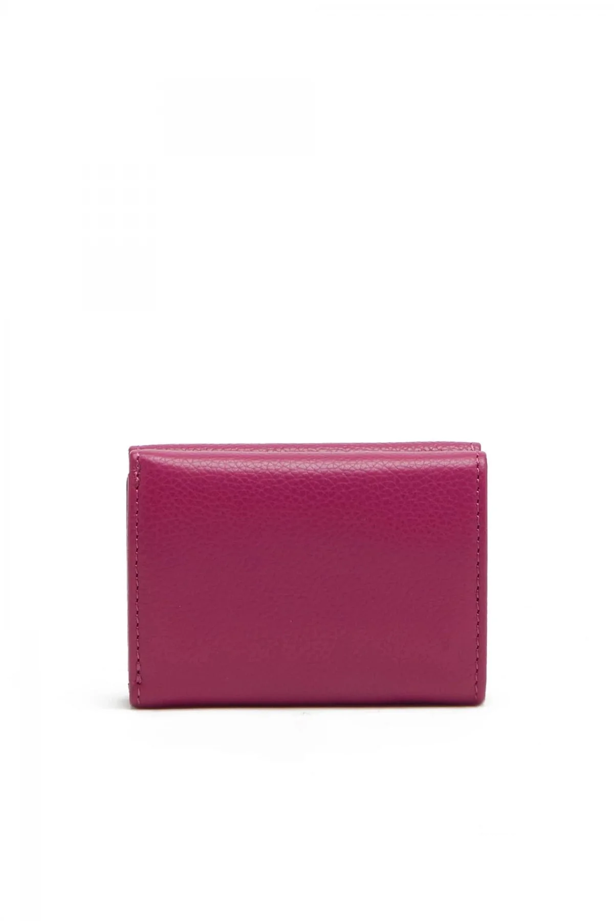 Pink Tri-fold wallet in grainy leather