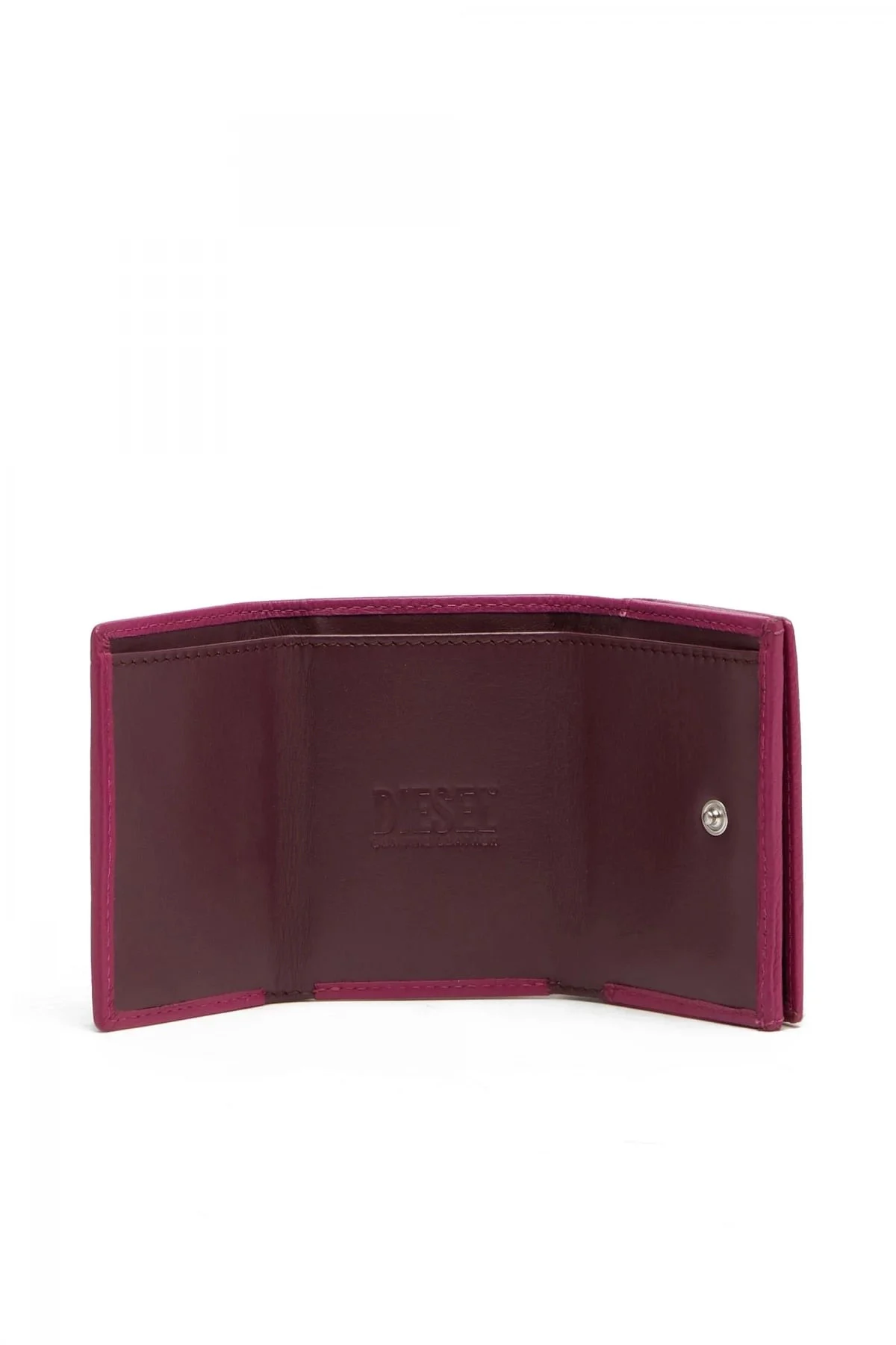 Pink Tri-fold wallet in grainy leather