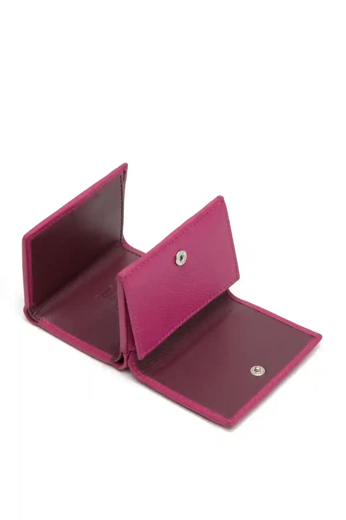 Pink Tri-fold wallet in grainy leather