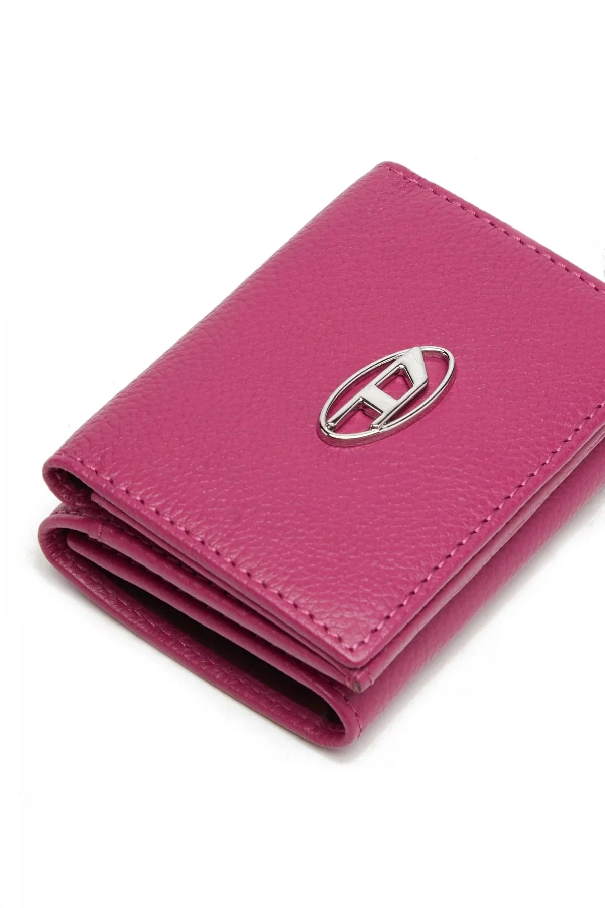Pink Tri-fold wallet in grainy leather