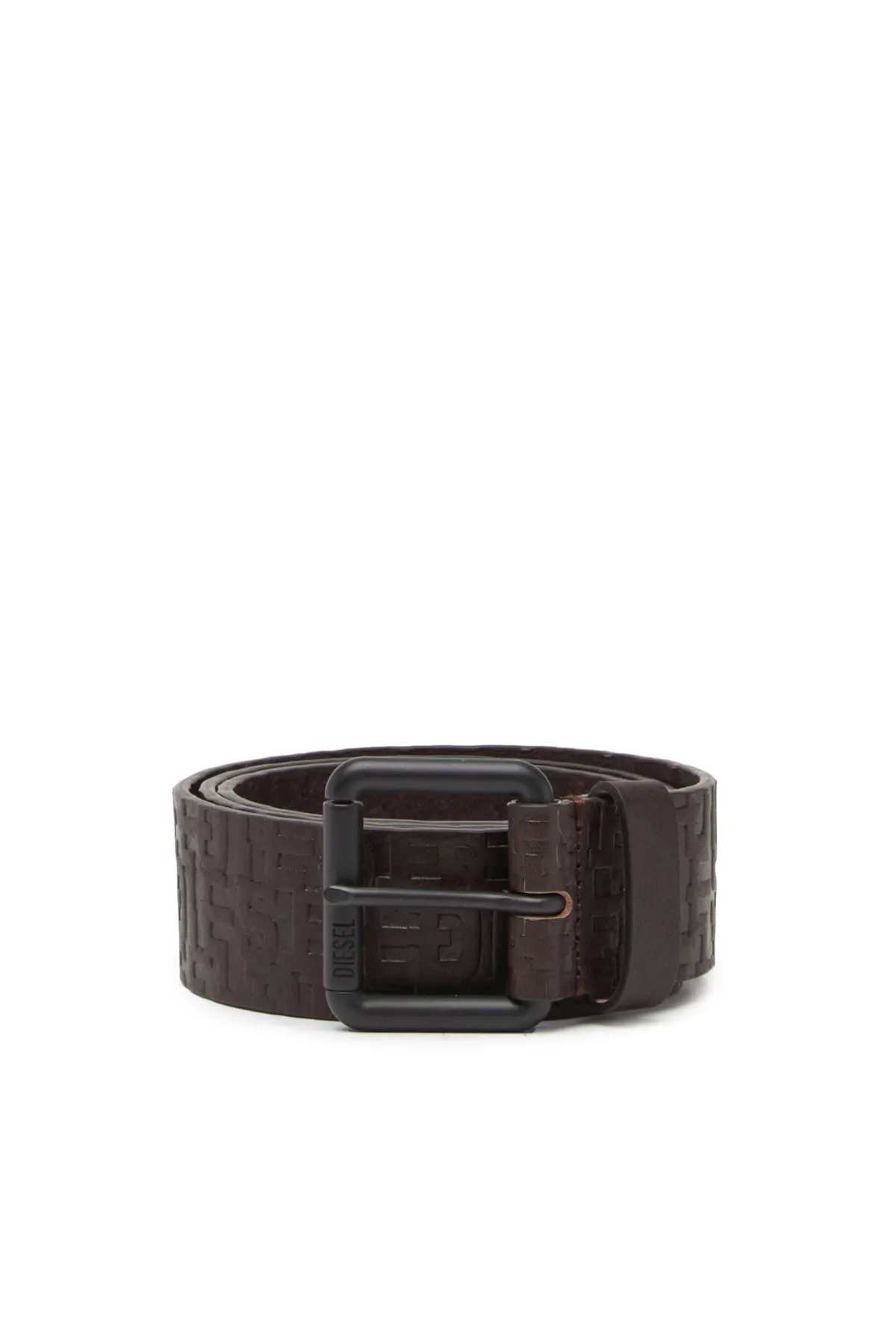Brown Leather belt with monogram embossing