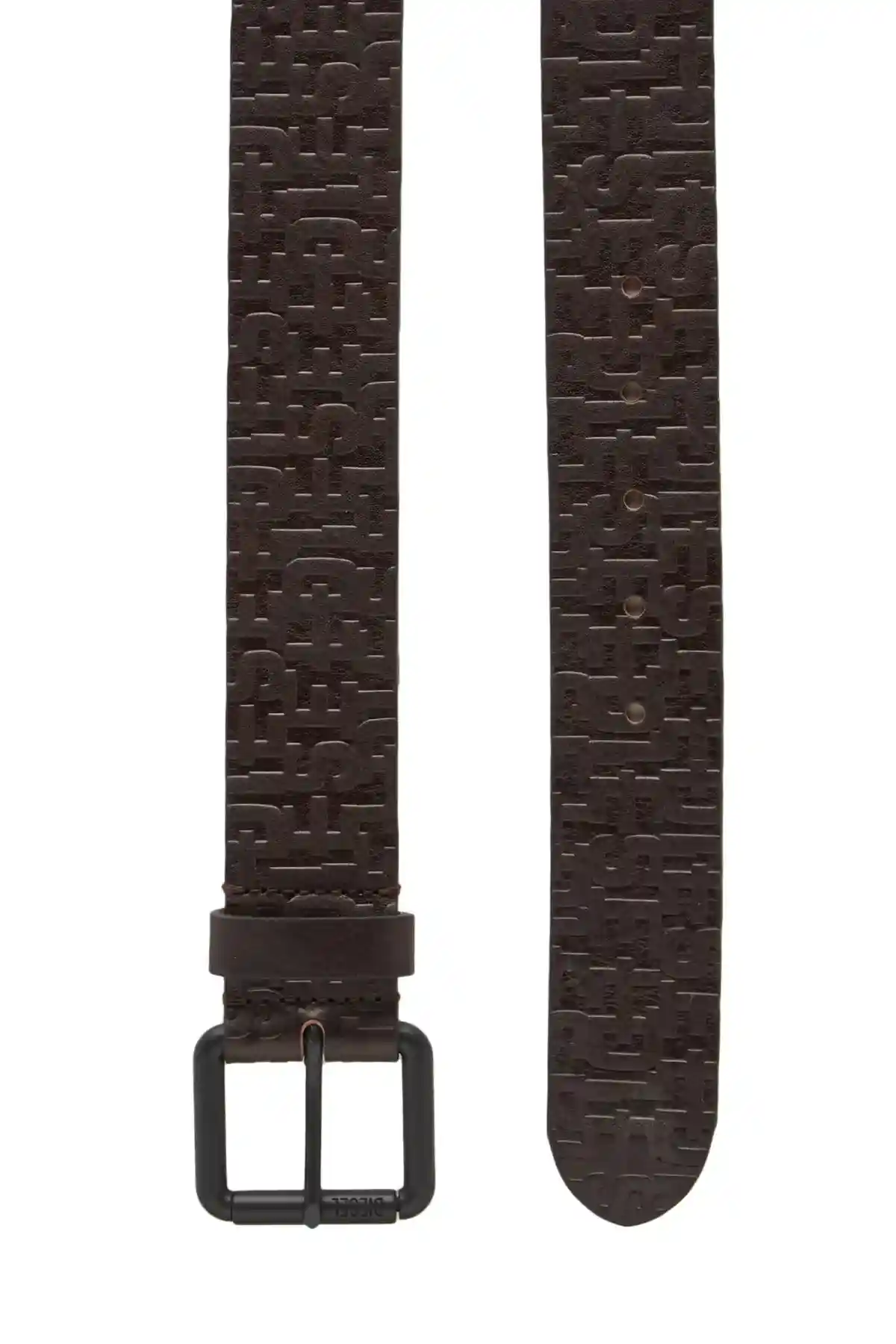 Brown Leather belt with monogram embossing