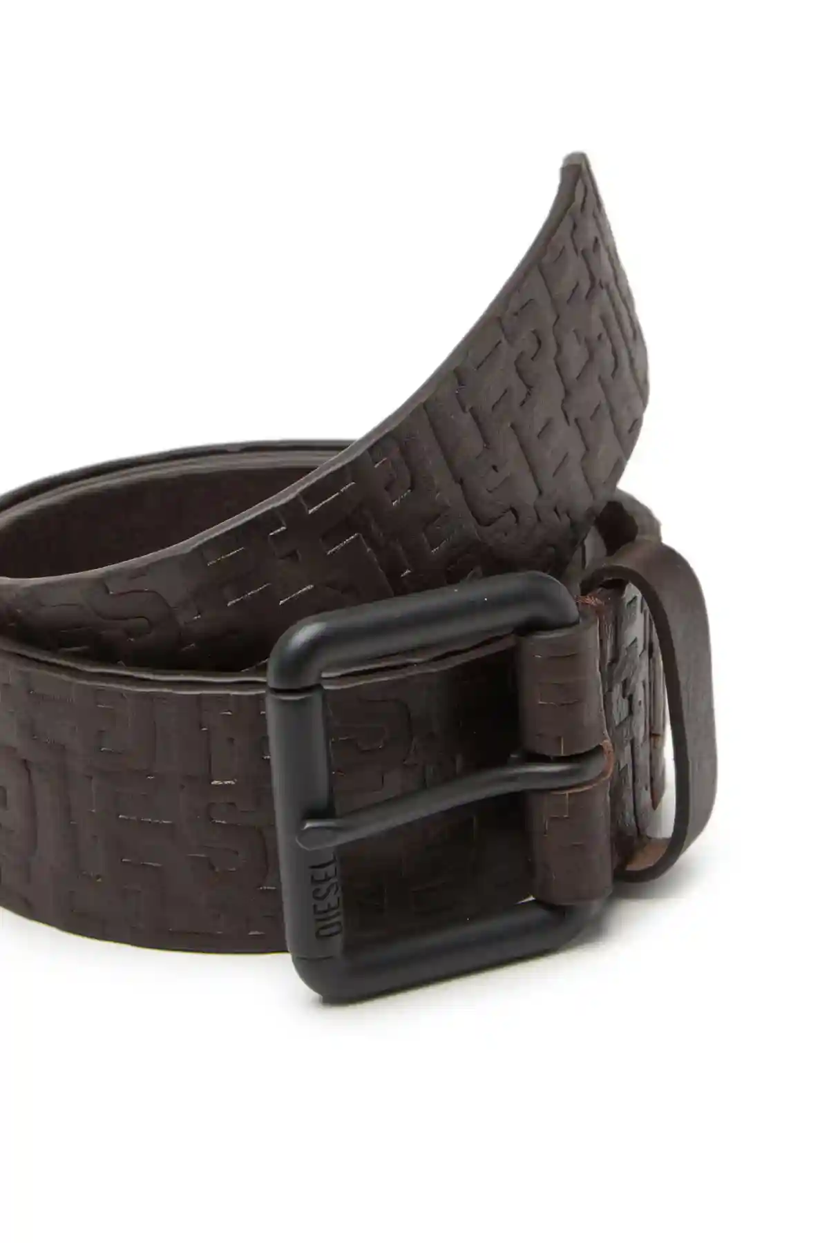 Brown Leather belt with monogram embossing