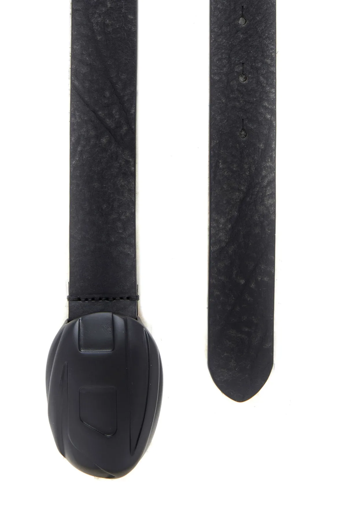 Black Treated leather belt with logo buckle