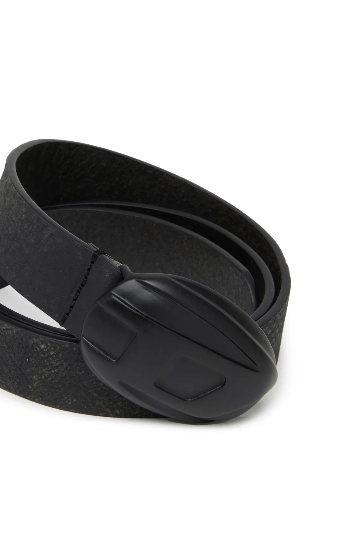Black Treated leather belt with logo buckle