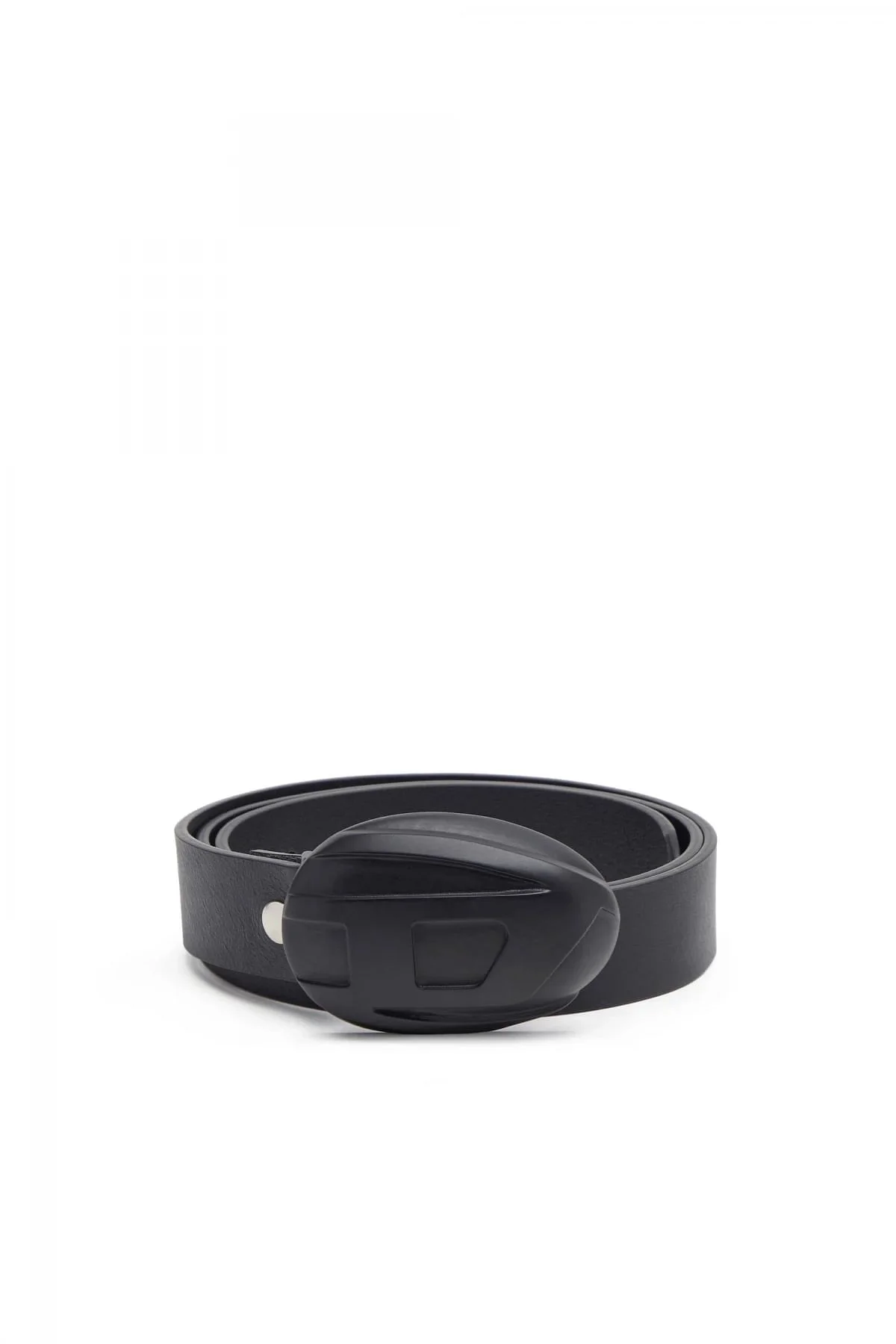 Black Leather belt with oval D buckle