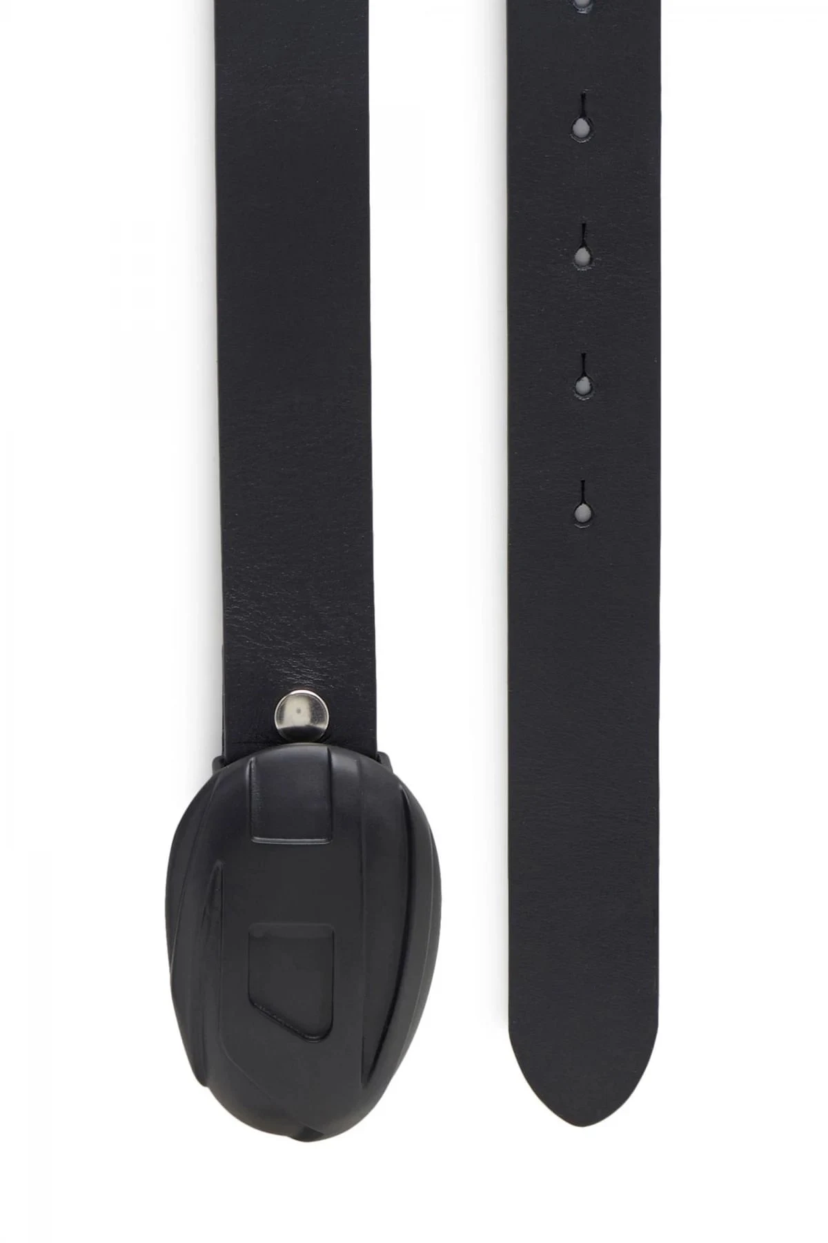 Black Leather belt with oval D buckle