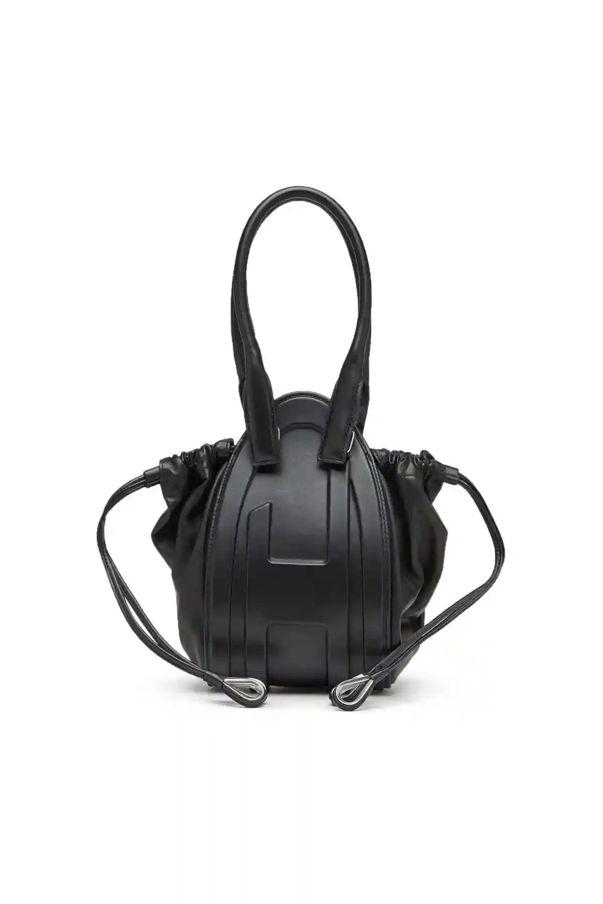 Black 1DR-Fold XS-Oval logo handbag in nappa leather