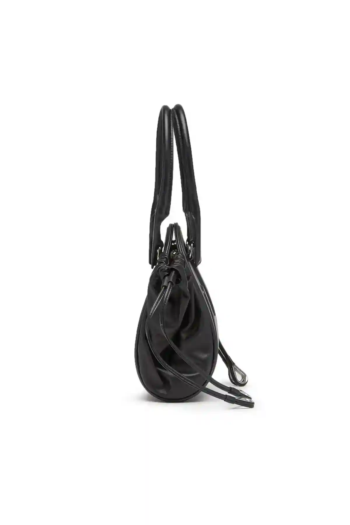 Black 1DR-Fold XS-Oval logo handbag in nappa leather