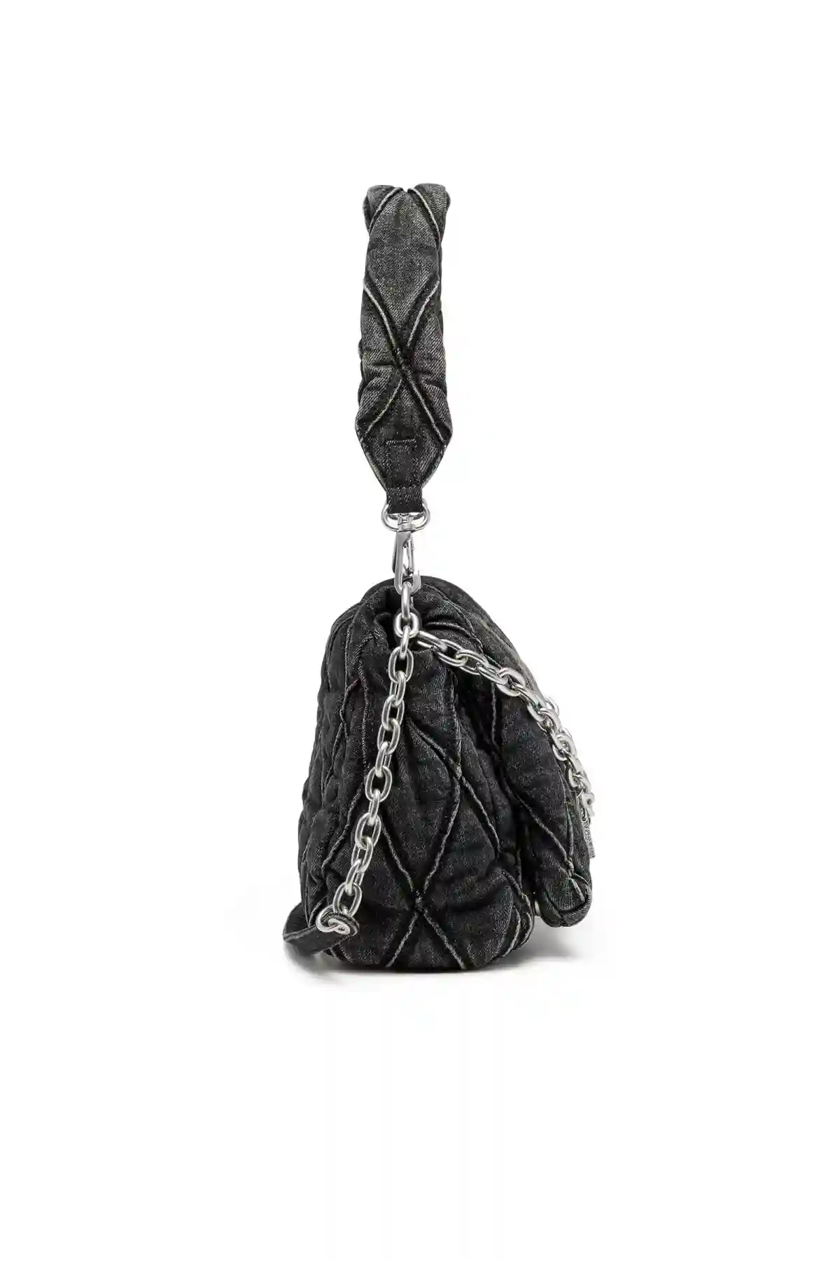 Black Charm-D M-Shoulder bag in quilted denim