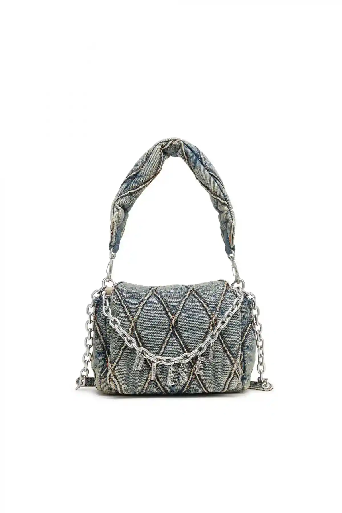 Blue Charm-D S-Small handbag in quilted denim