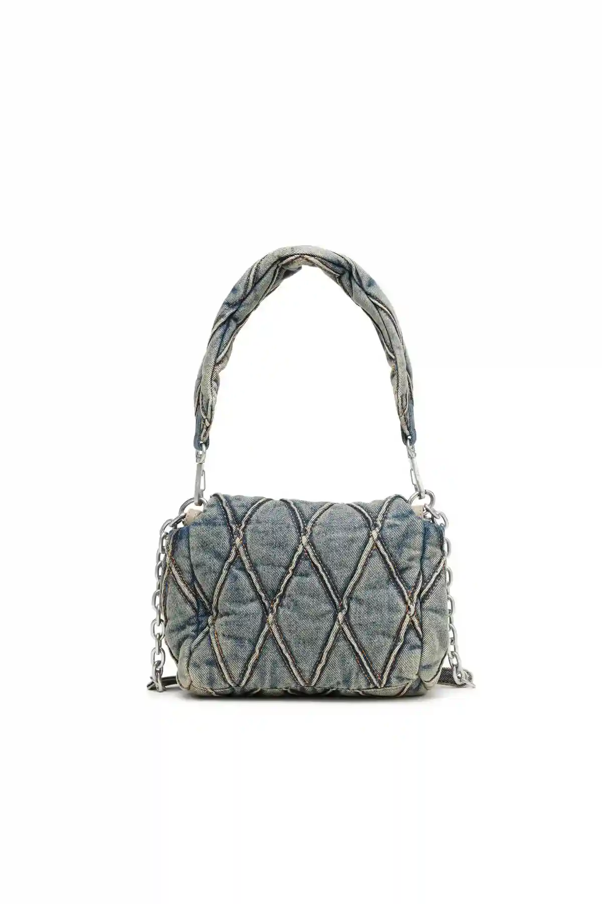 Blue Charm-D S-Small handbag in quilted denim