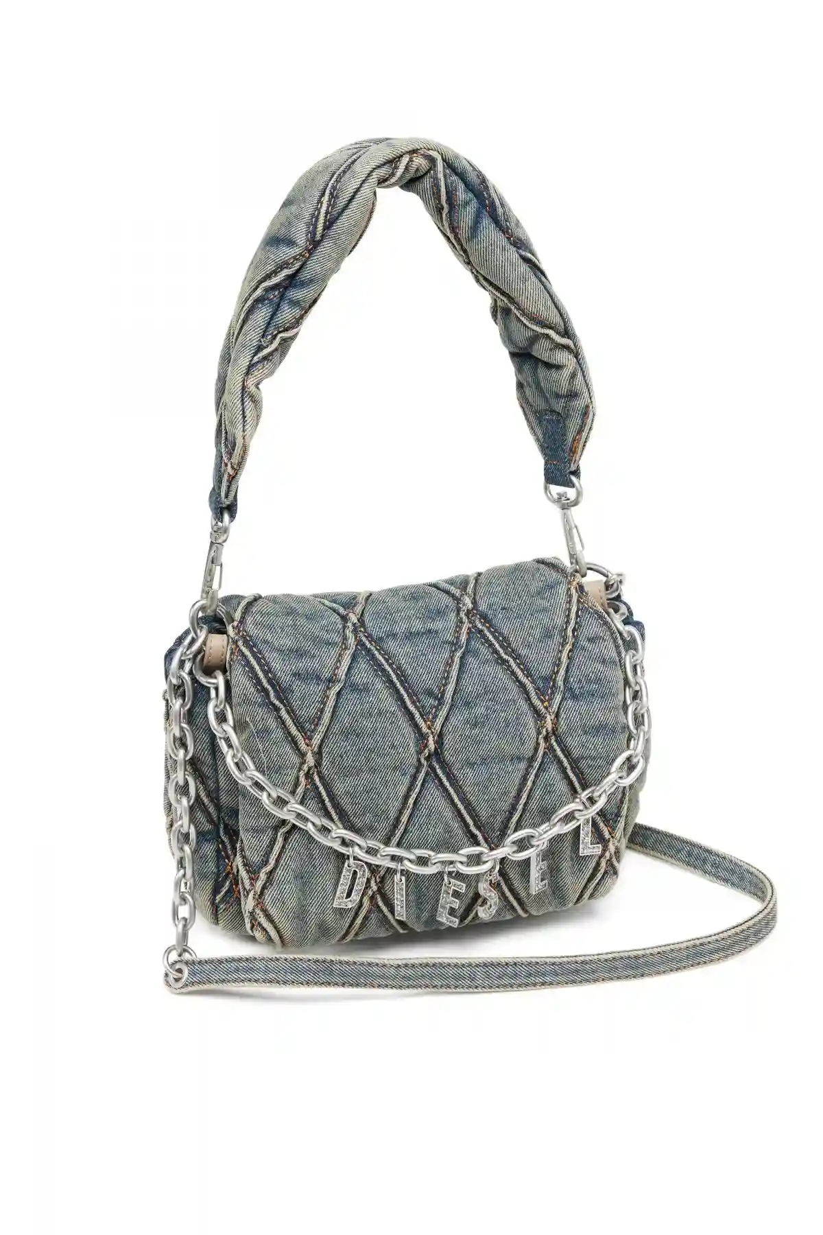 Blue Charm-D S-Small handbag in quilted denim