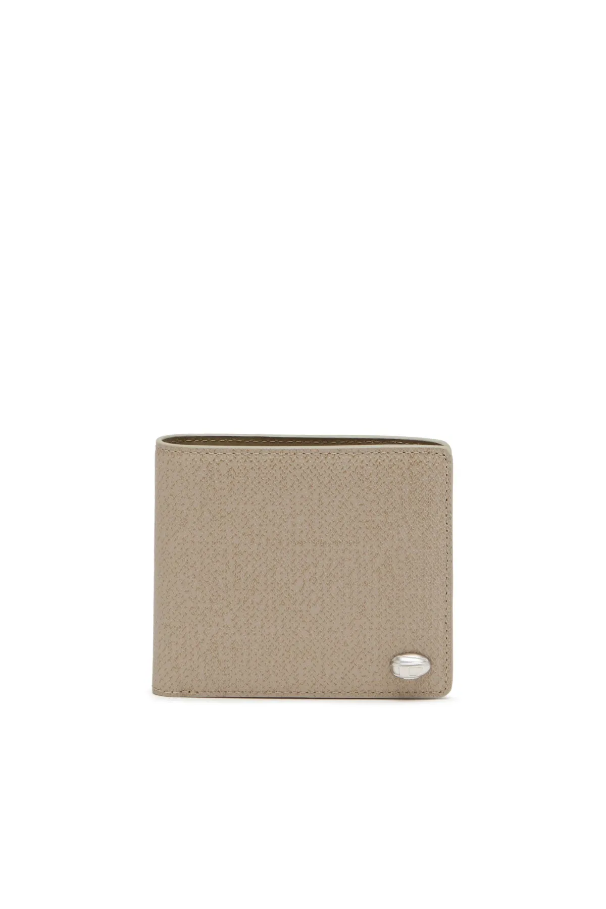 Brown Bi-fold wallet in textured leather