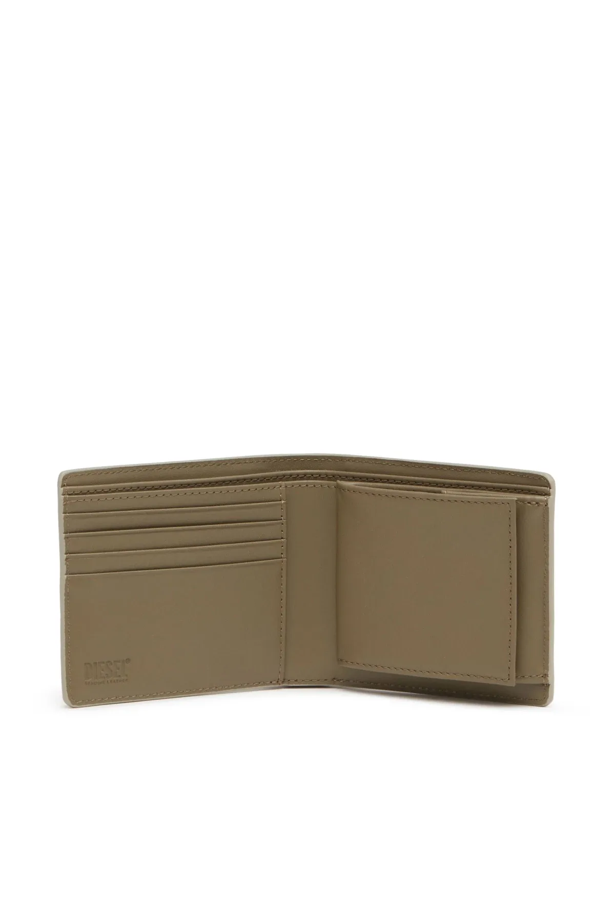 Brown Bi-fold wallet in textured leather