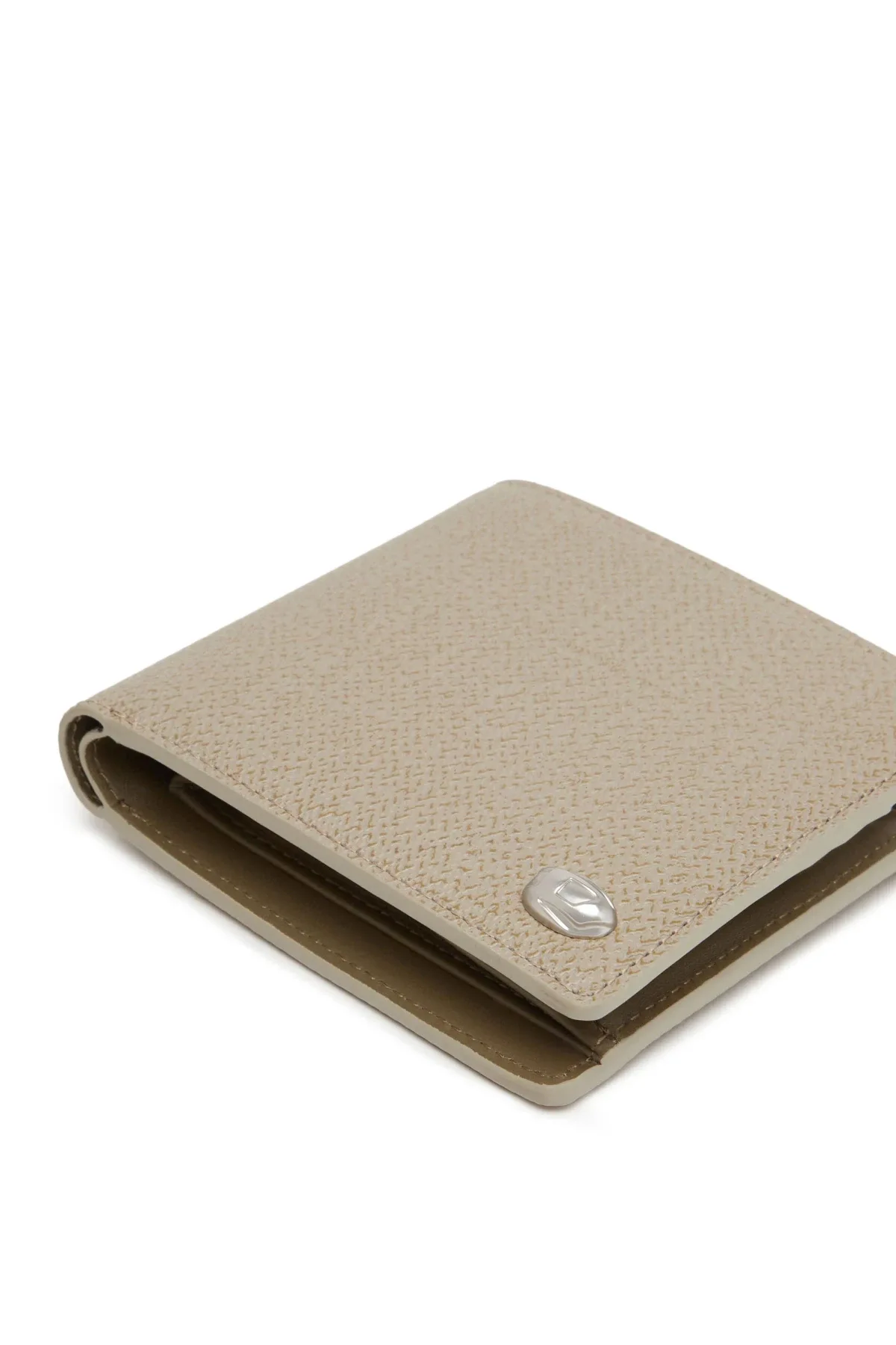 Brown Bi-fold wallet in textured leather