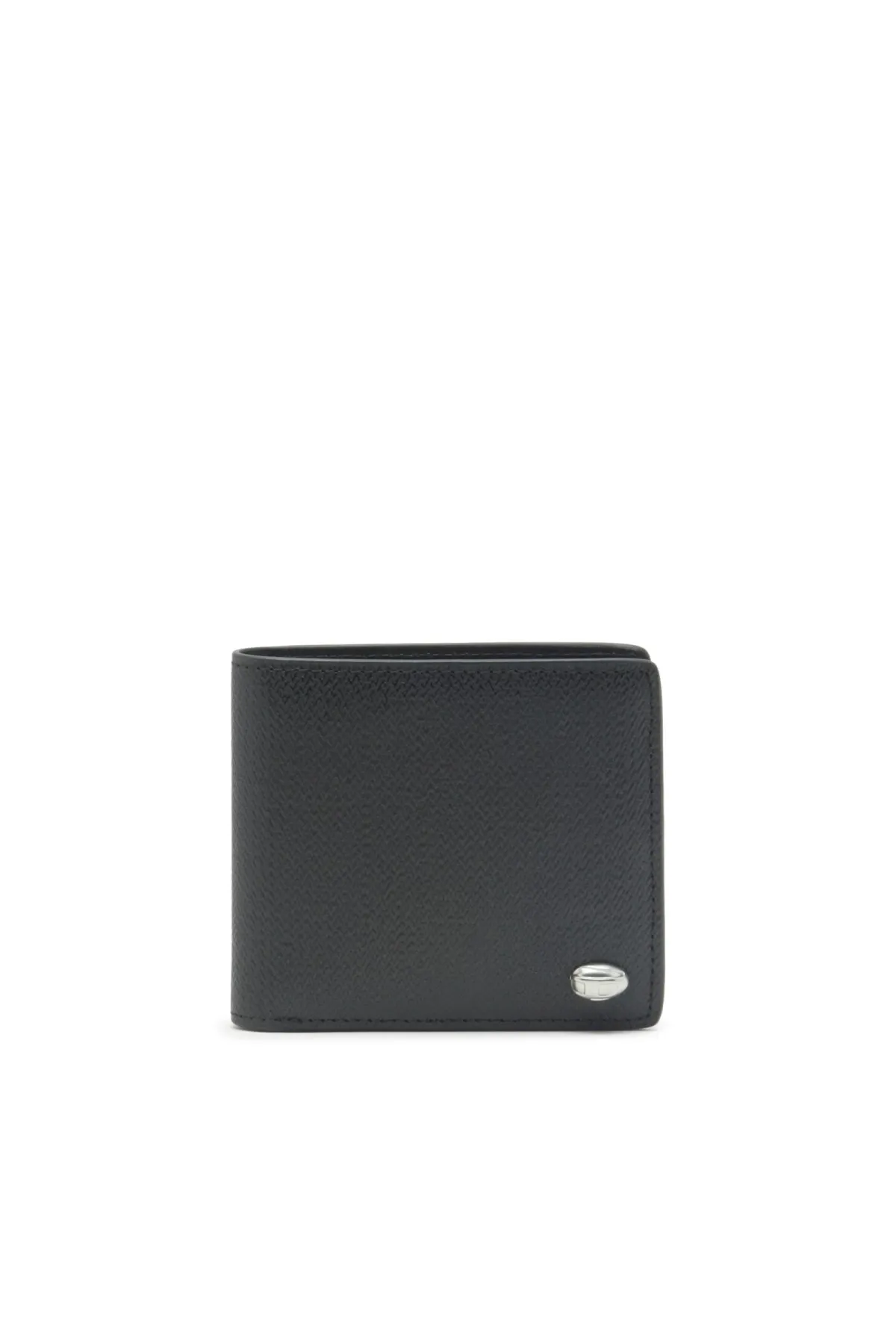 Black Bi-fold wallet in textured leather