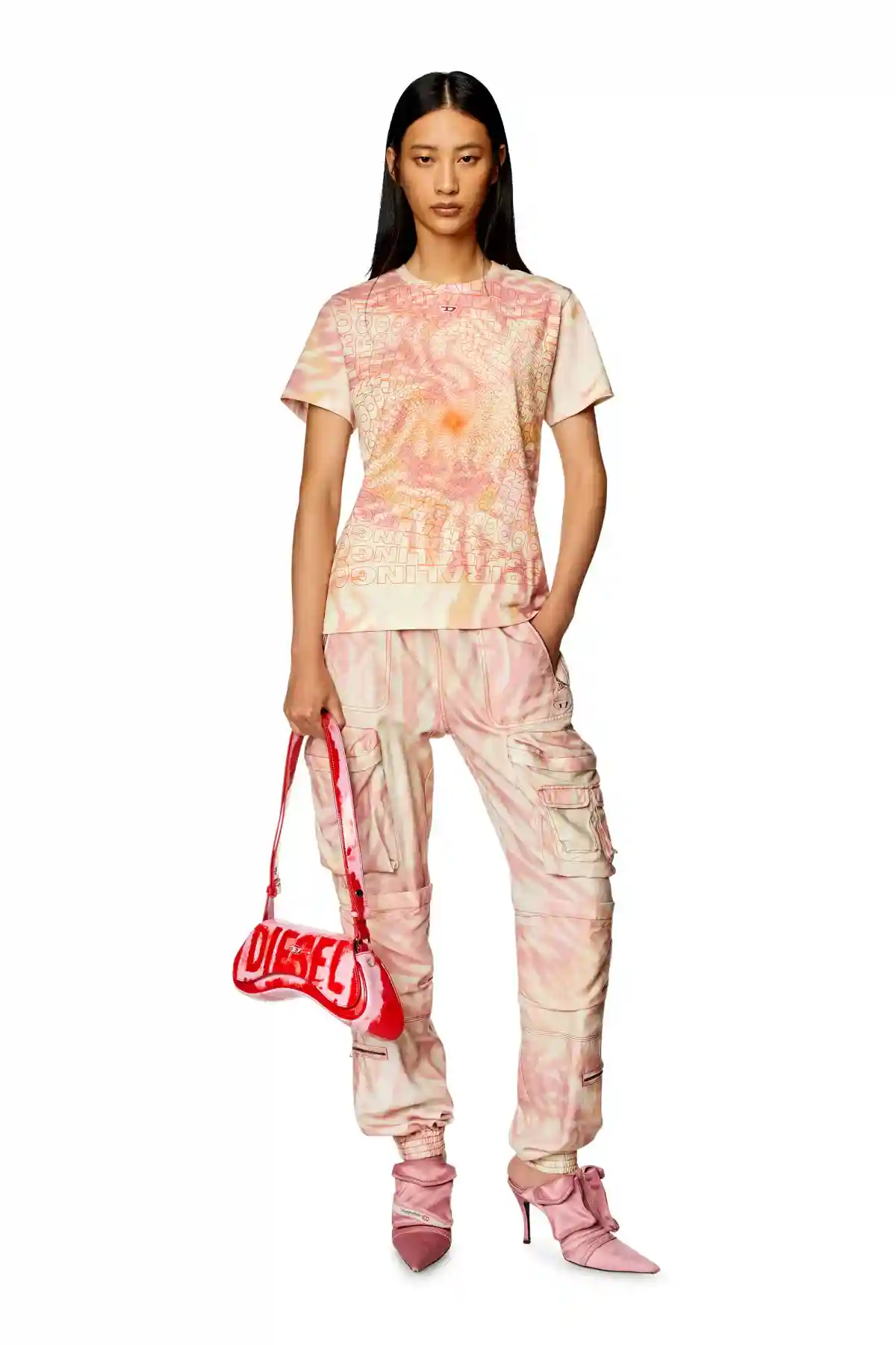 Multi Play-Shoulder bag in printed glossy PU