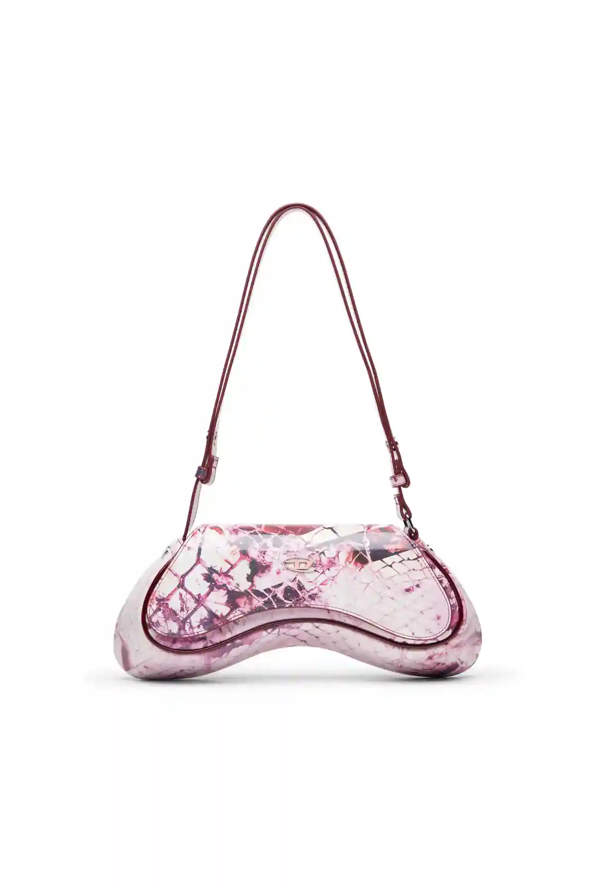 Pink Play-Shoulder bag in printed glossy PU