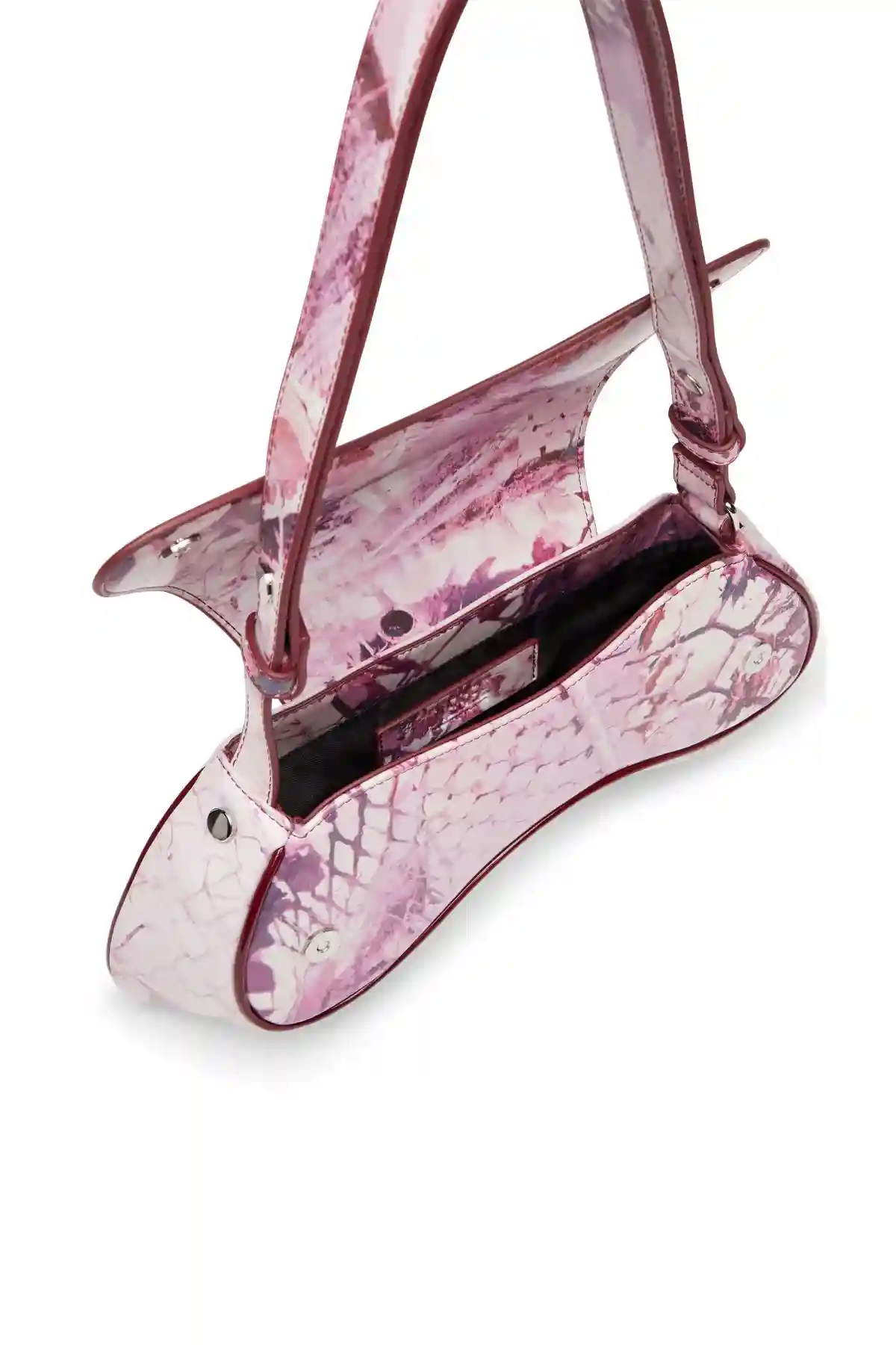 Pink Play-Shoulder bag in printed glossy PU