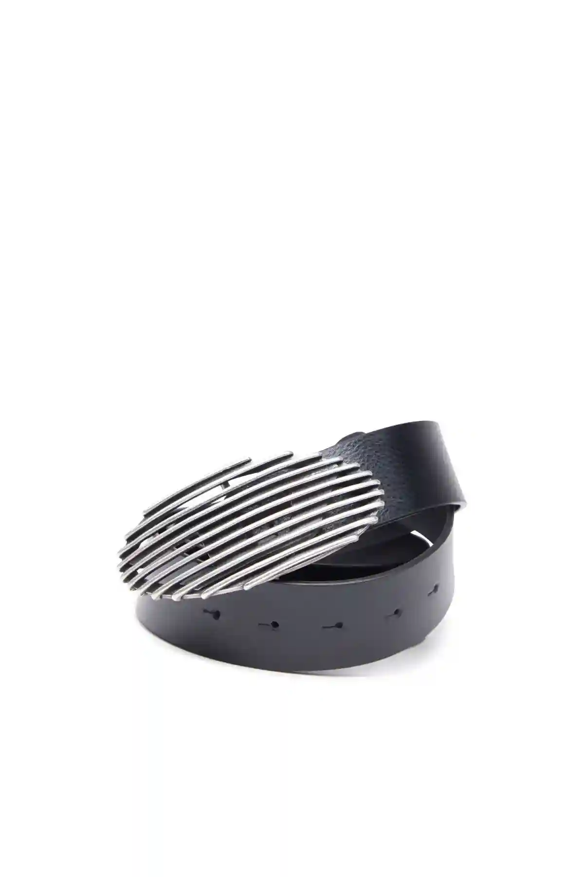 Black Leather belt with grill logo buckle