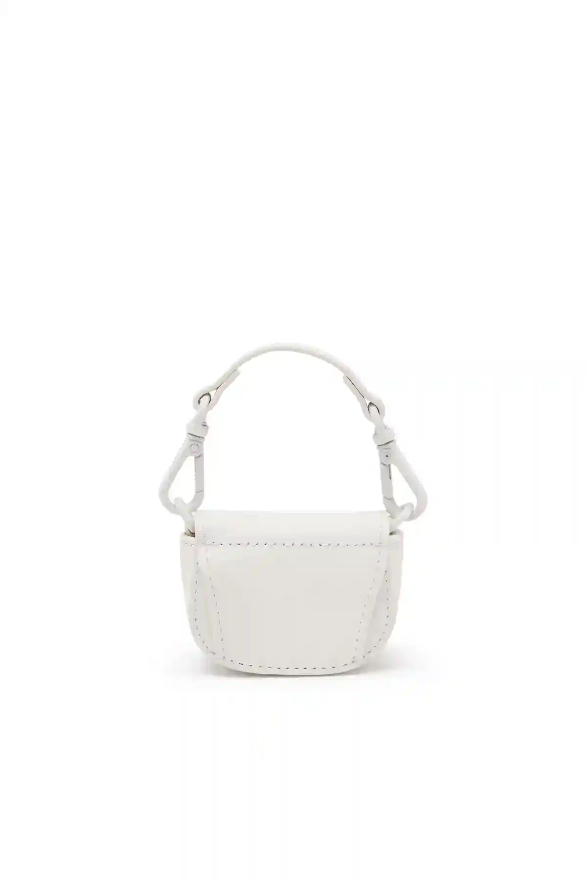White Iconic micro bag charm in matte leather