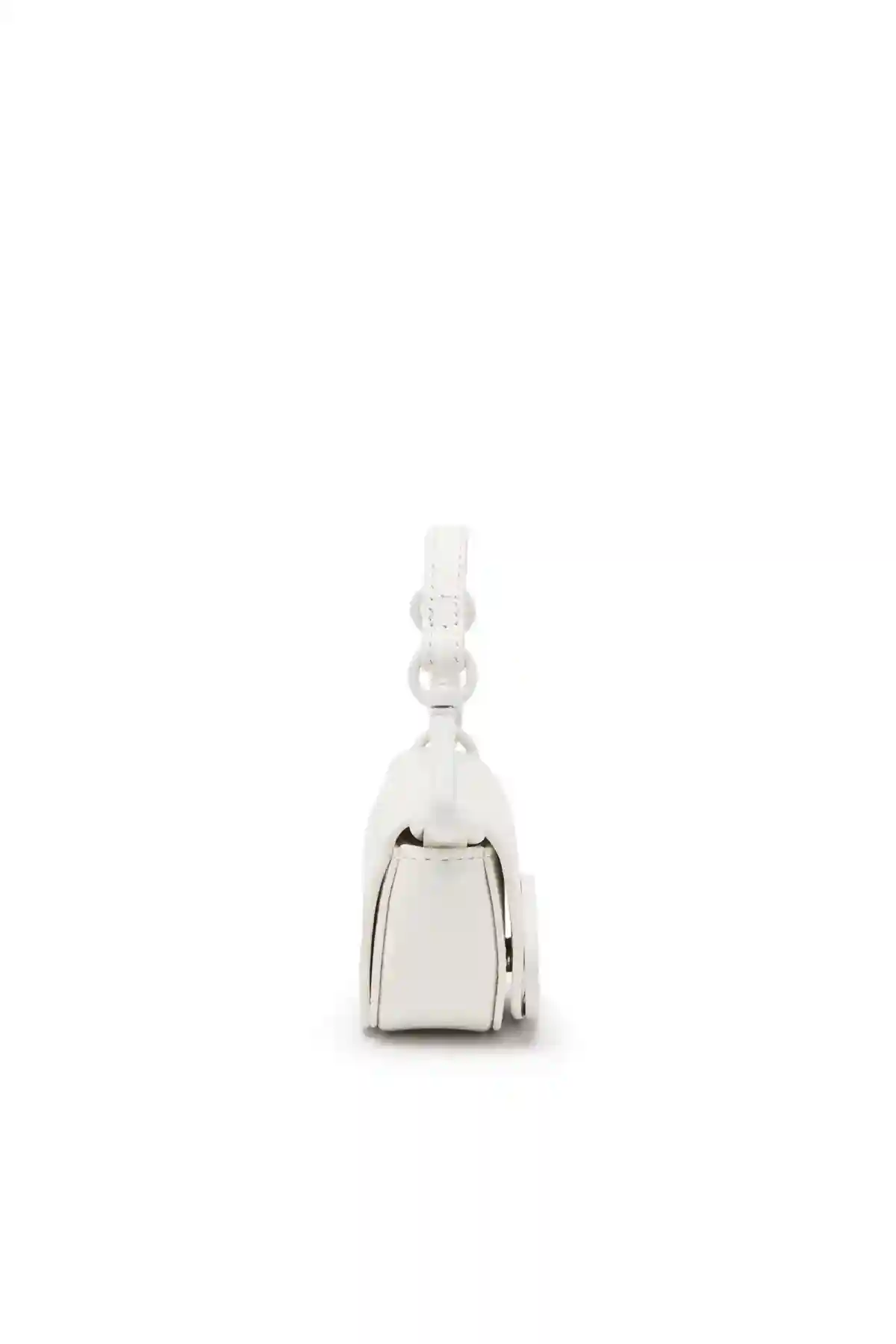 White Iconic micro bag charm in matte leather