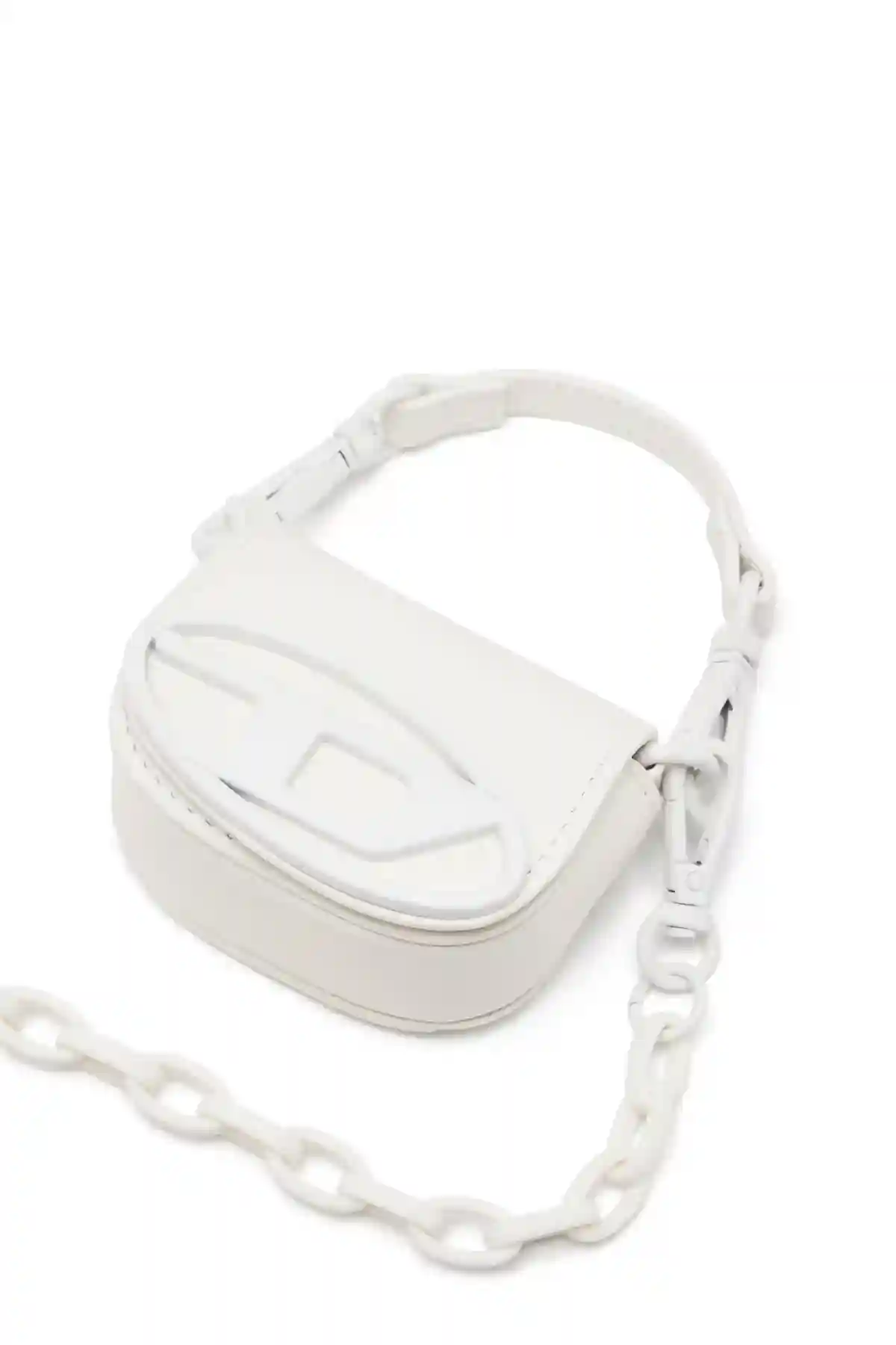 White Iconic micro bag charm in matte leather