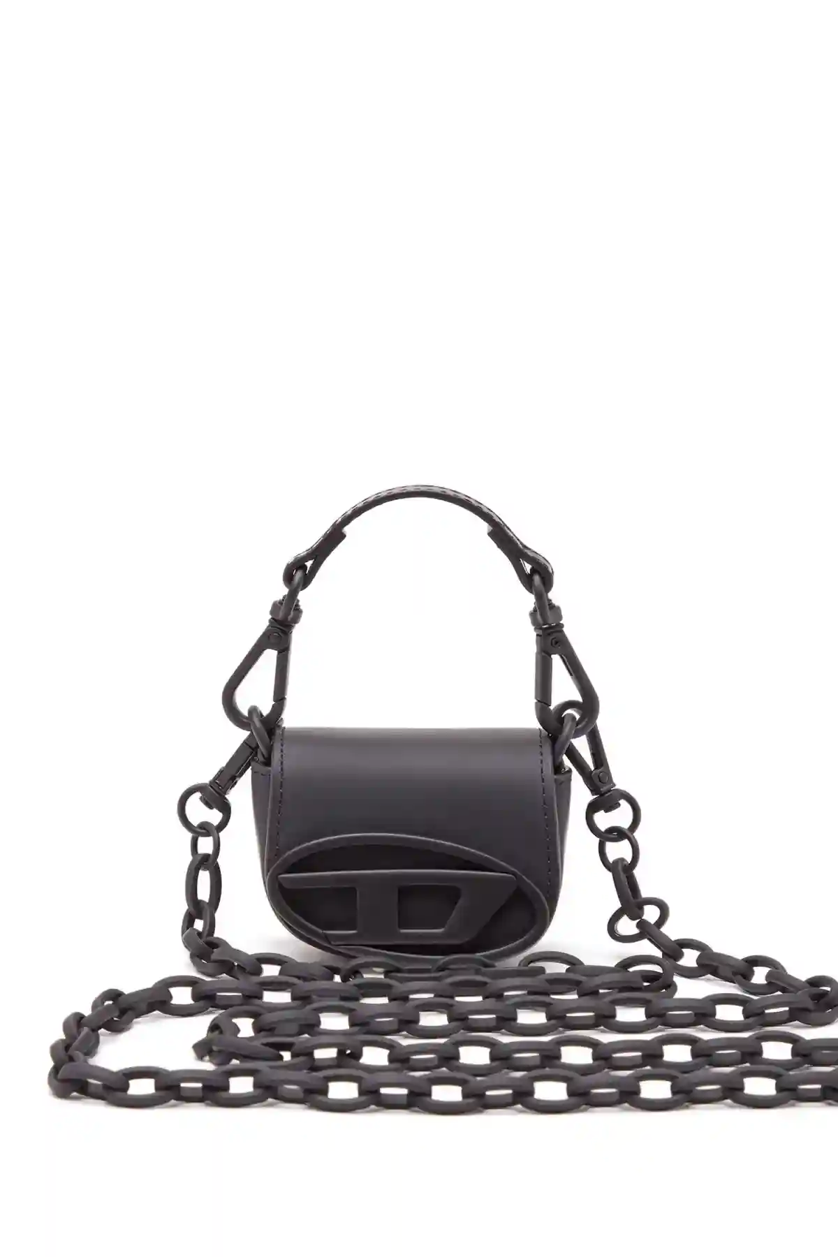 Black Iconic micro bag charm in matte leather