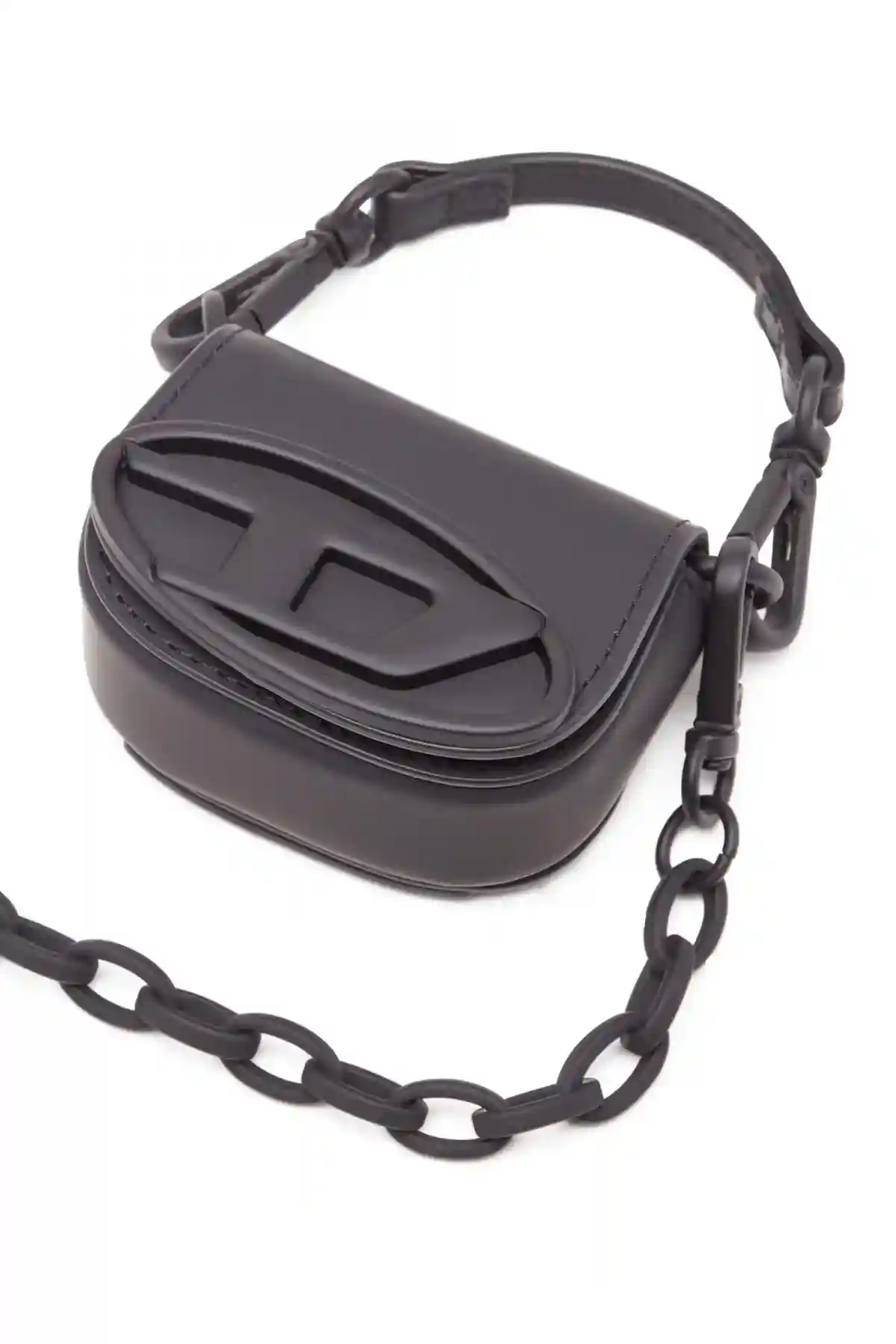 Black Iconic micro bag charm in matte leather