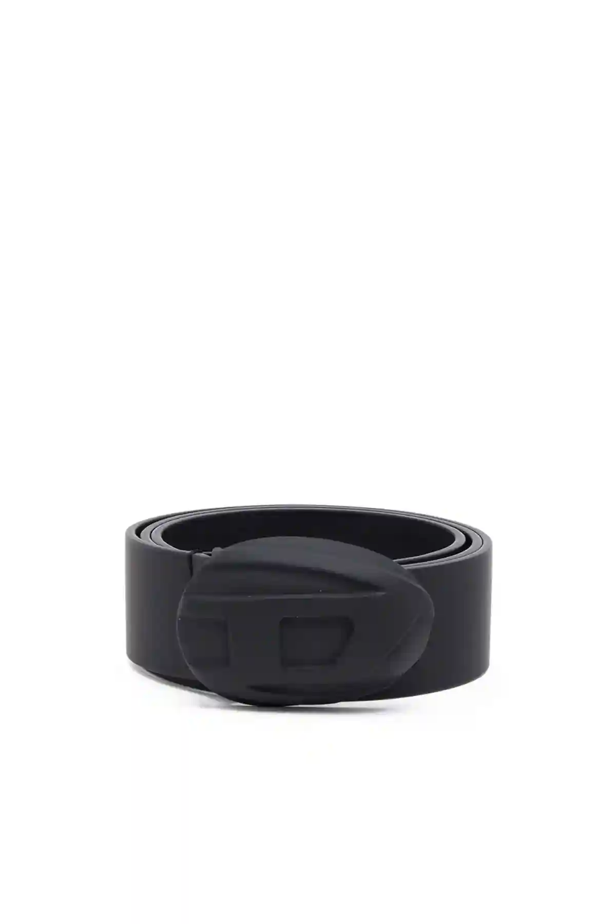 Black Leather belt with hard-shell Oval D buckle