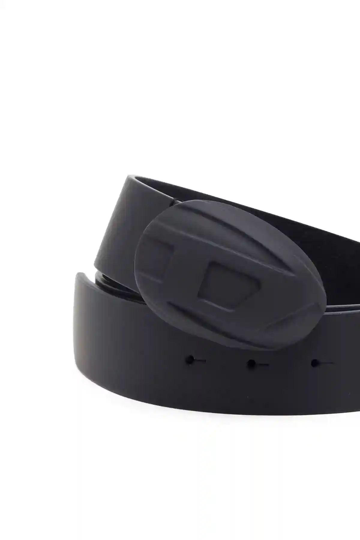 Black Leather belt with hard-shell Oval D buckle