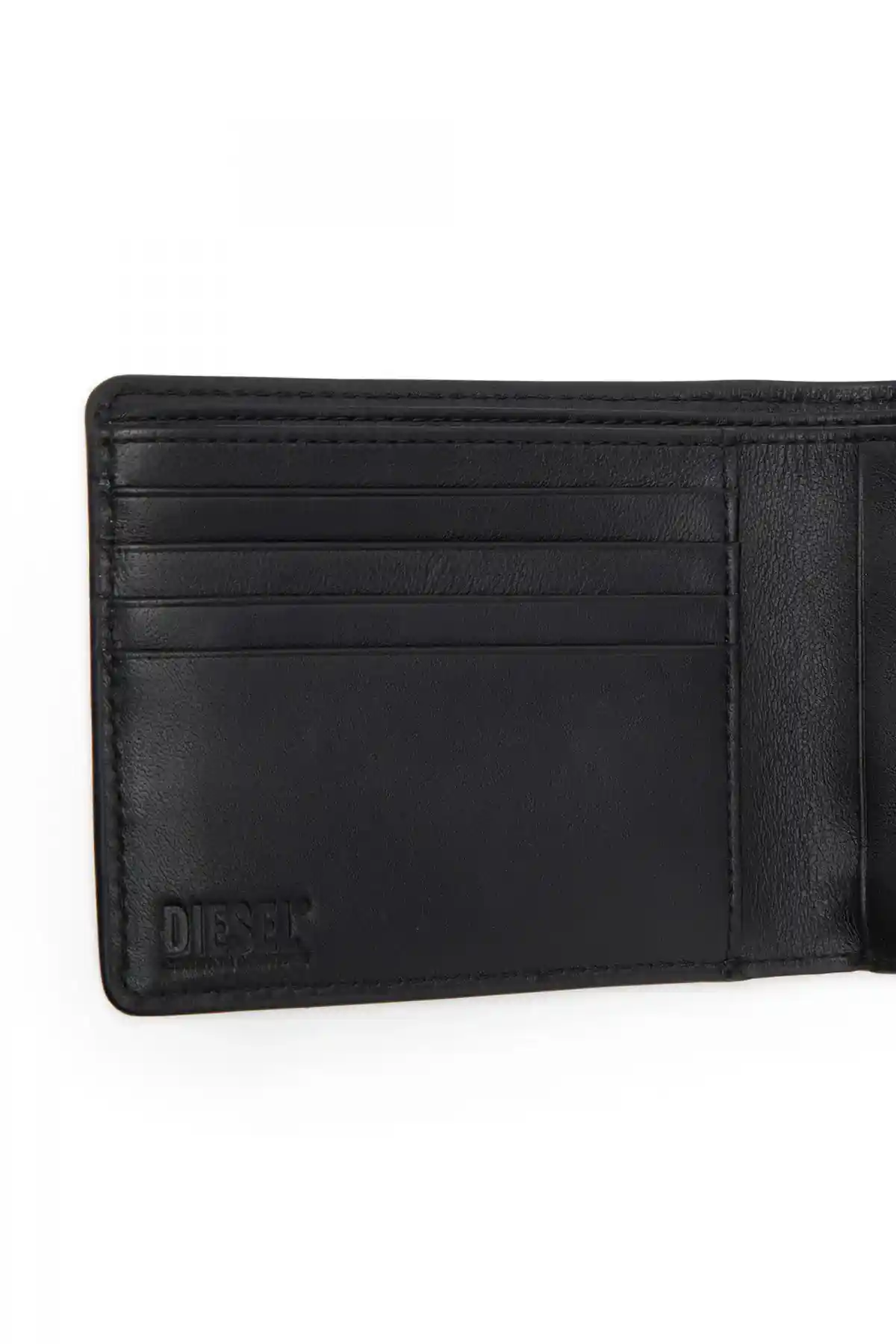 Blue Leather bi-fold wallet with denim print