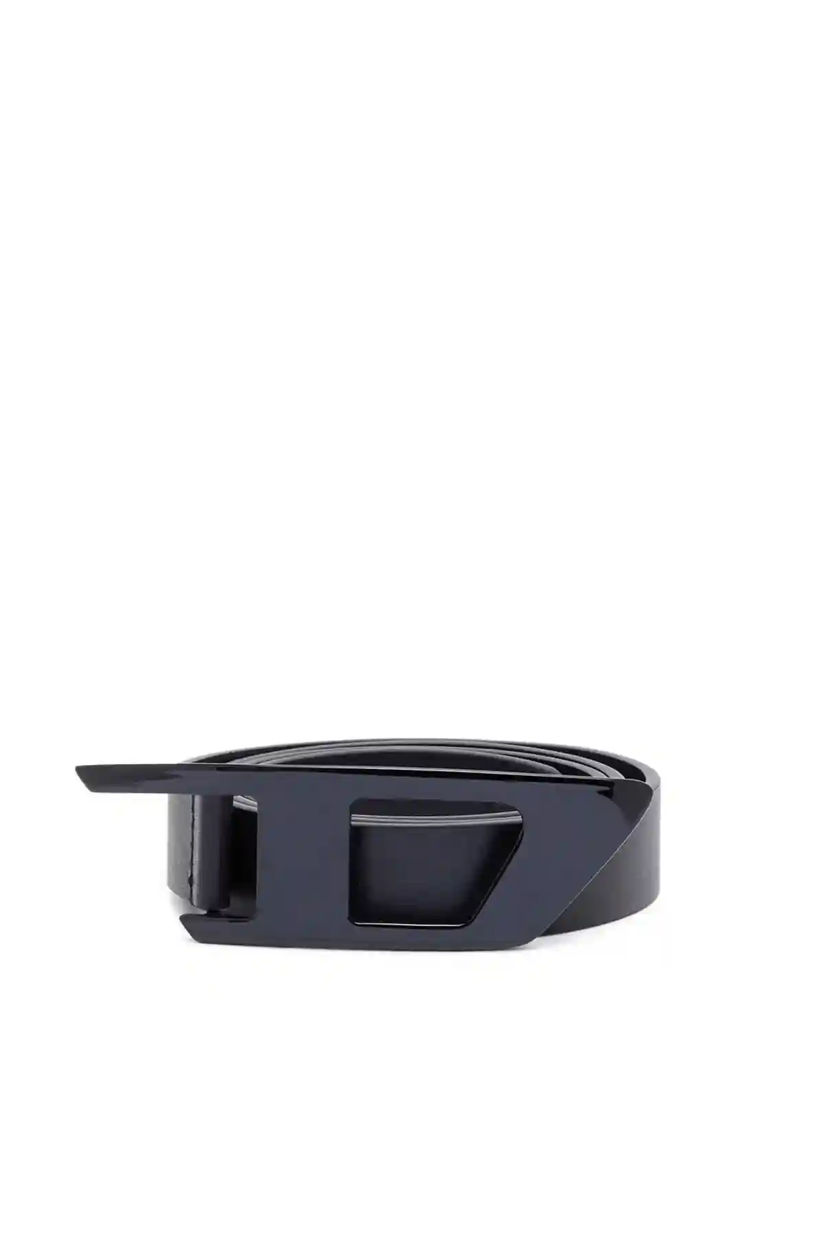 Black Slim leather belt with D buckle