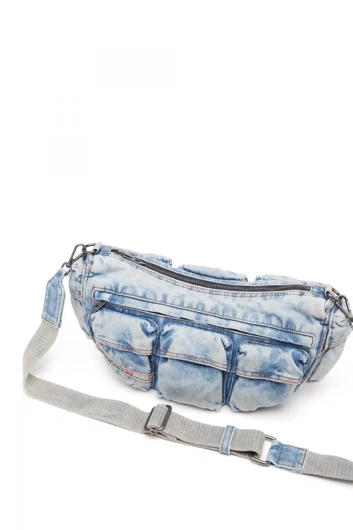 Light Blue Travel 3000-Multipocket bag in treated denim