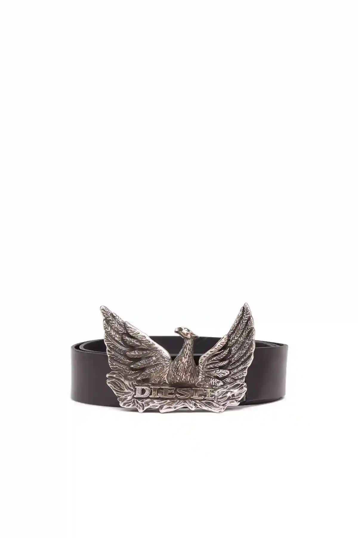 Black Leather belt with phoenix buckle