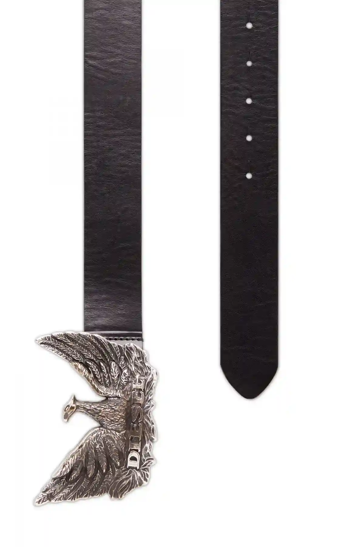 Black Leather belt with phoenix buckle