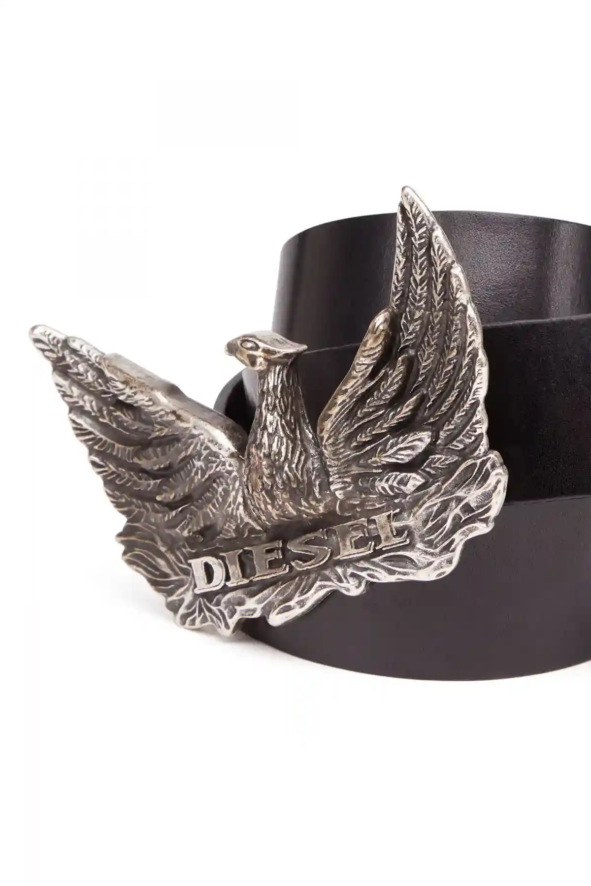 Black Leather belt with phoenix buckle
