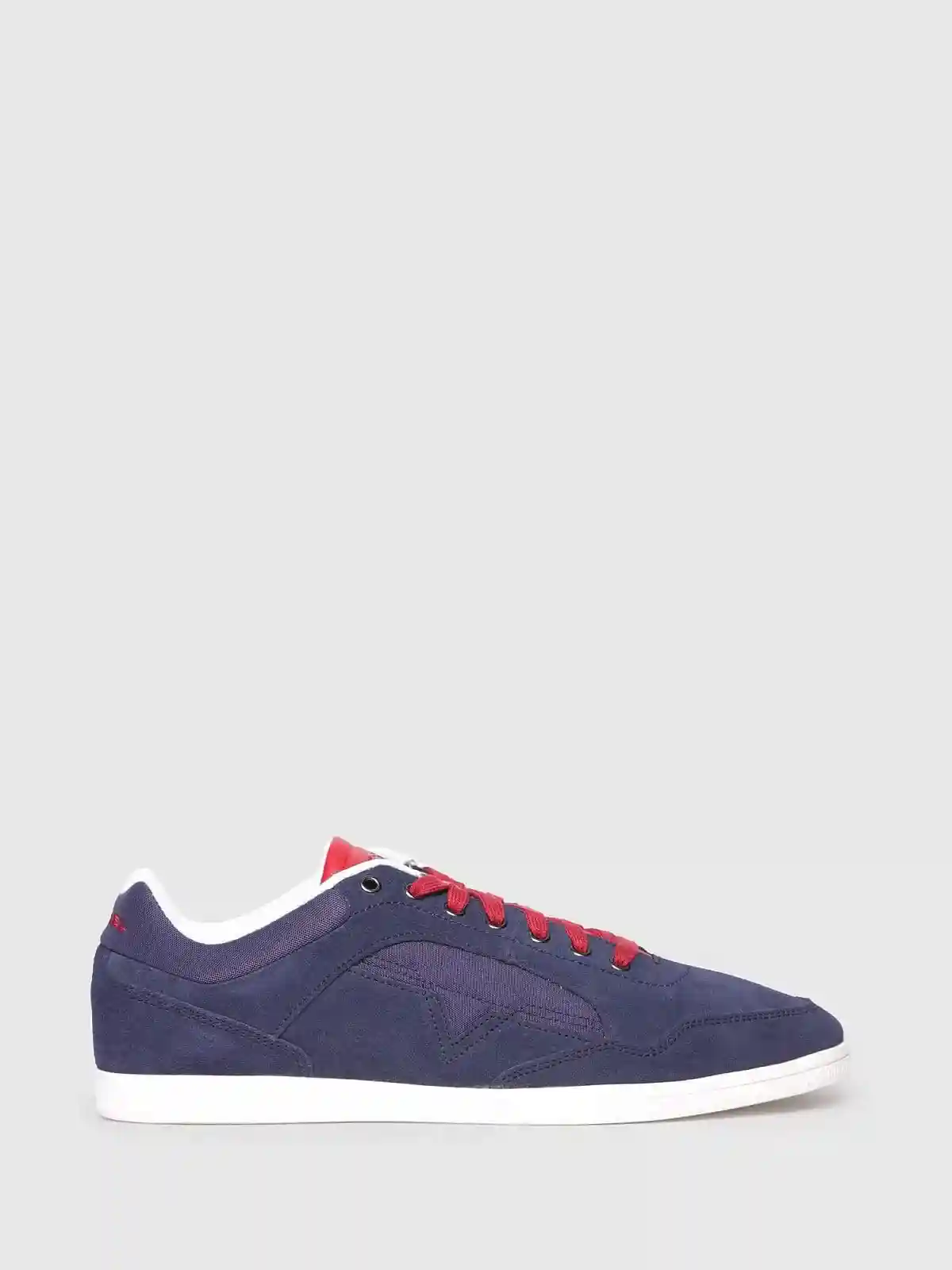 Blue Sneakers in suede with a fabric panel