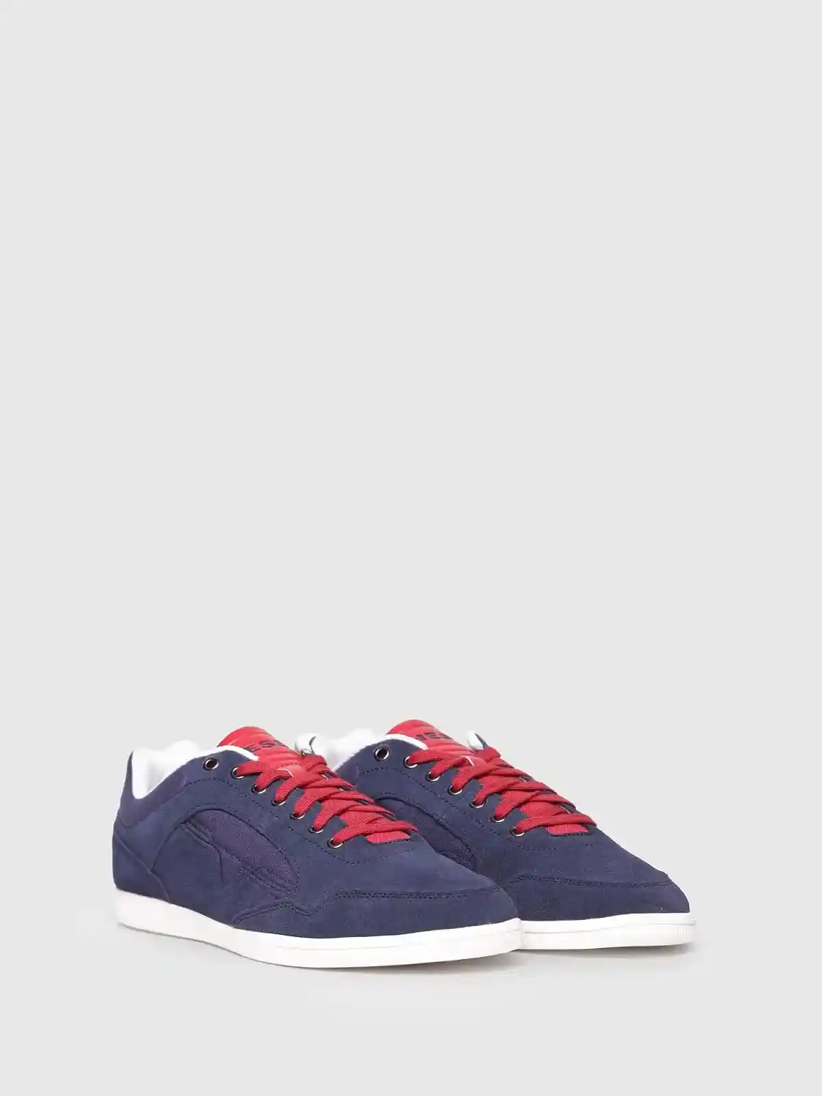 Blue Sneakers in suede with a fabric panel