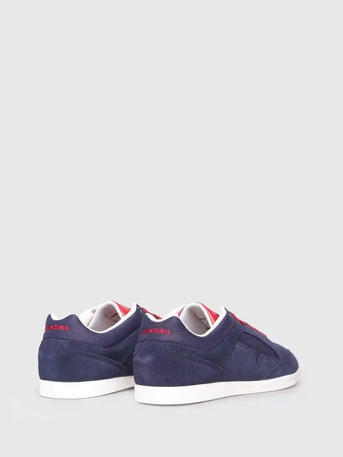 Blue Sneakers in suede with a fabric panel