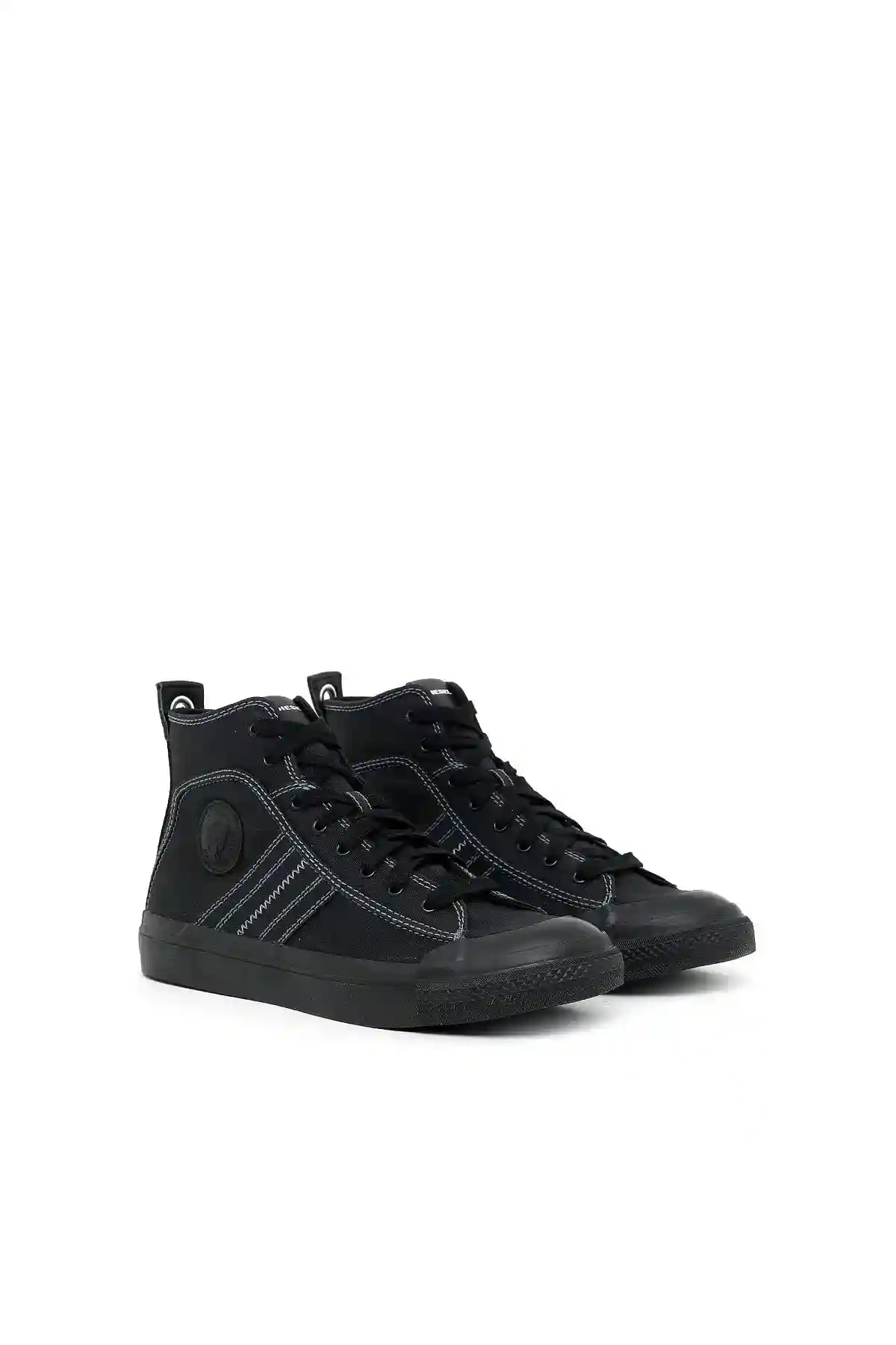 Black Mid top sneakers in bicolour canvas