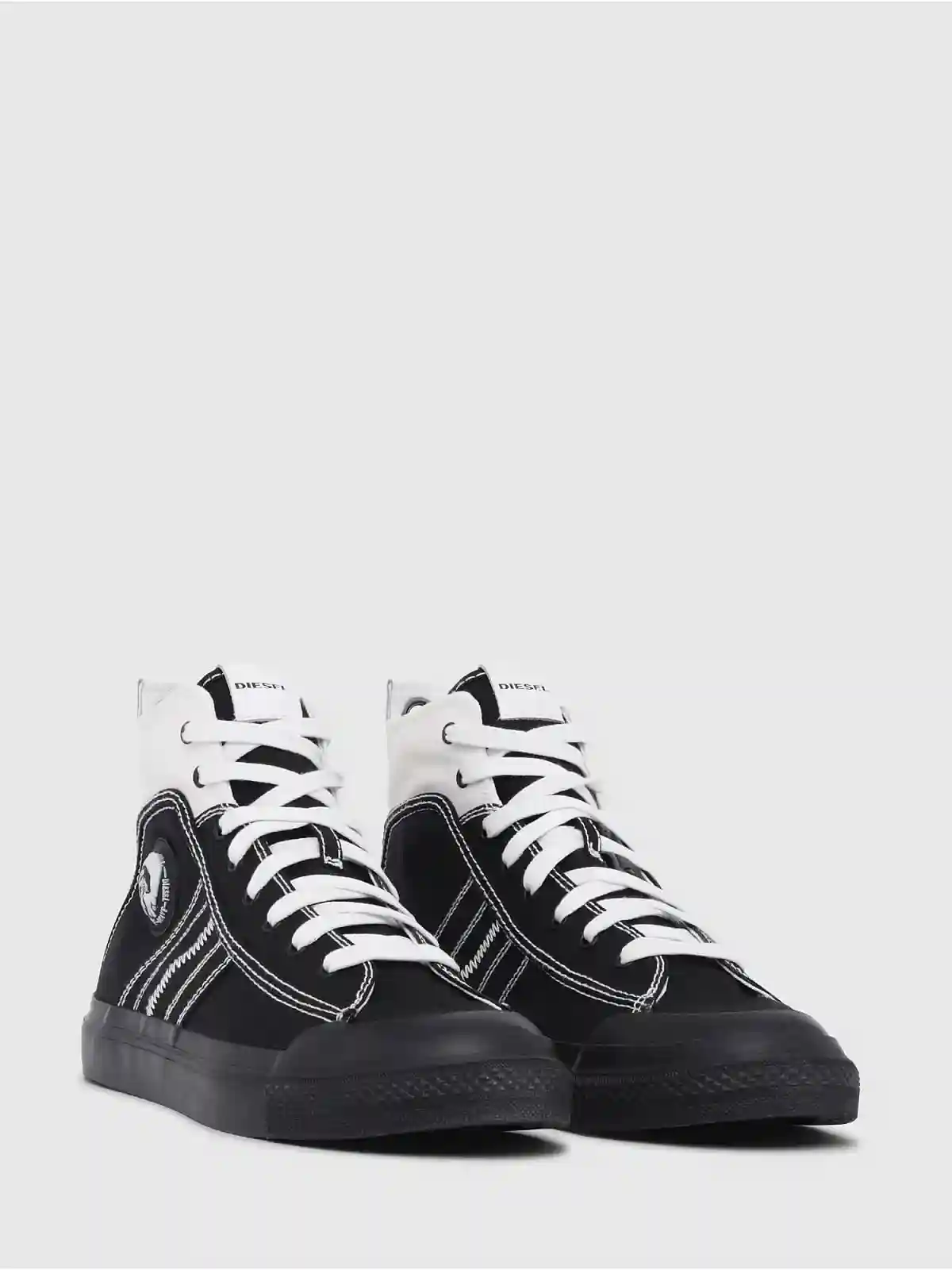 Black Mid top sneakers in bicolour canvas
