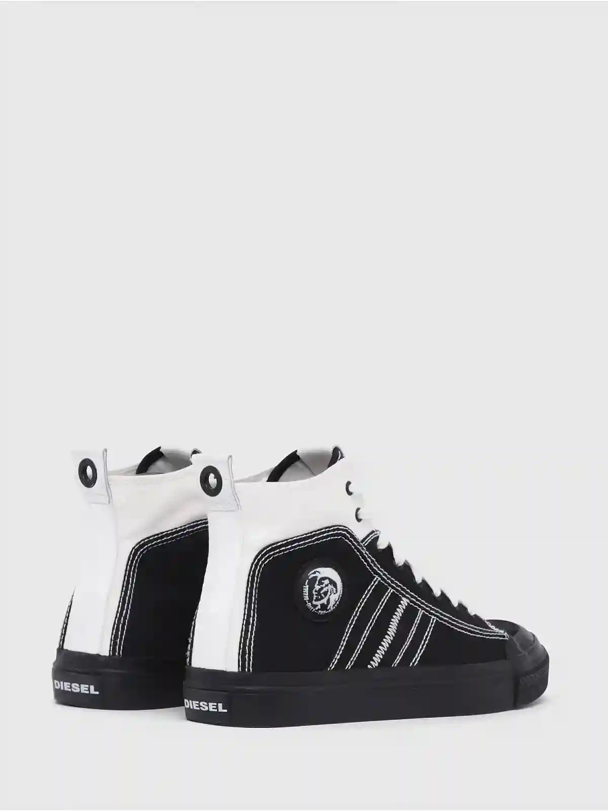 Black Mid top sneakers in bicolour canvas